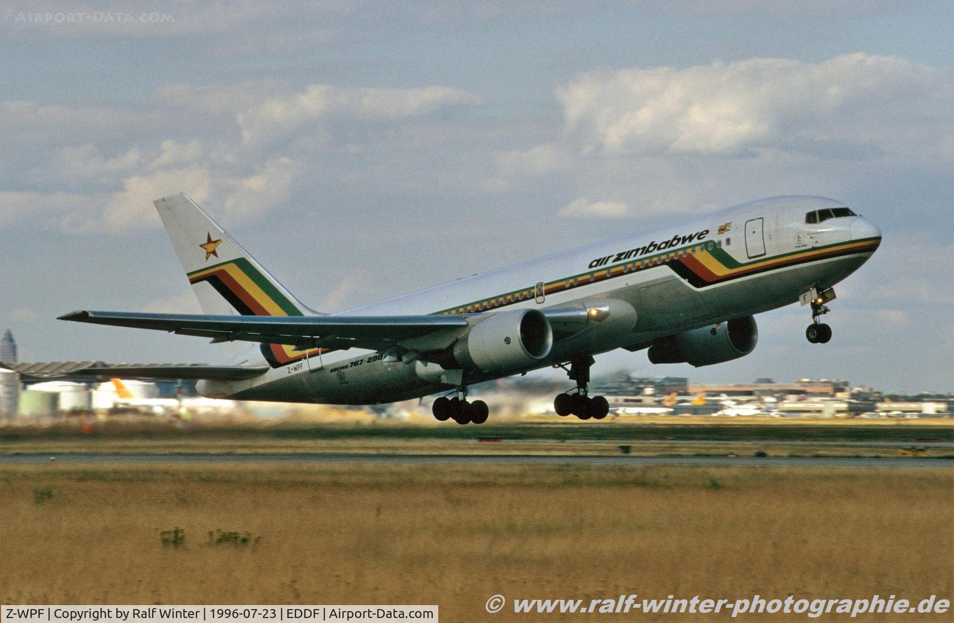 Z-WPF, 1990 Boeing 767-2N0ER C/N 24867, Boeing 767-2N0ER - UM AZW Air Zimbabwe - 24867 - Z-WPF - 23.07.1996 - FRA