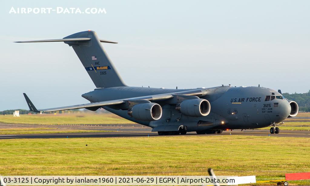 03-3125, 2003 Boeing C-17A Globemaster III C/N P-125, Taxiing at Prestwick