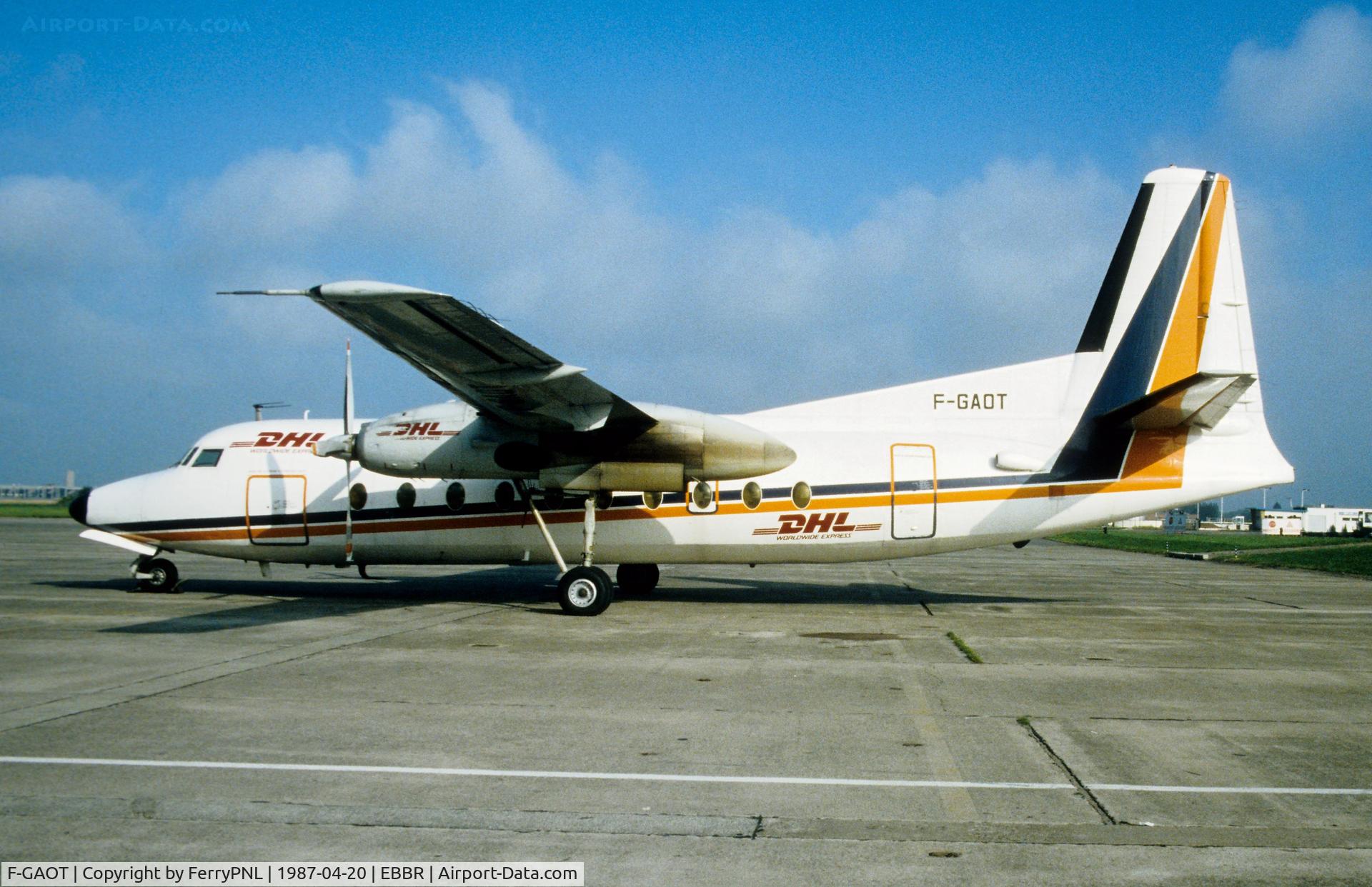 F-GAOT, 1959 Fokker F.27-100 Friendship C/N 10121, Uni-Air F27 on the tarmac at BRU operating for DHL