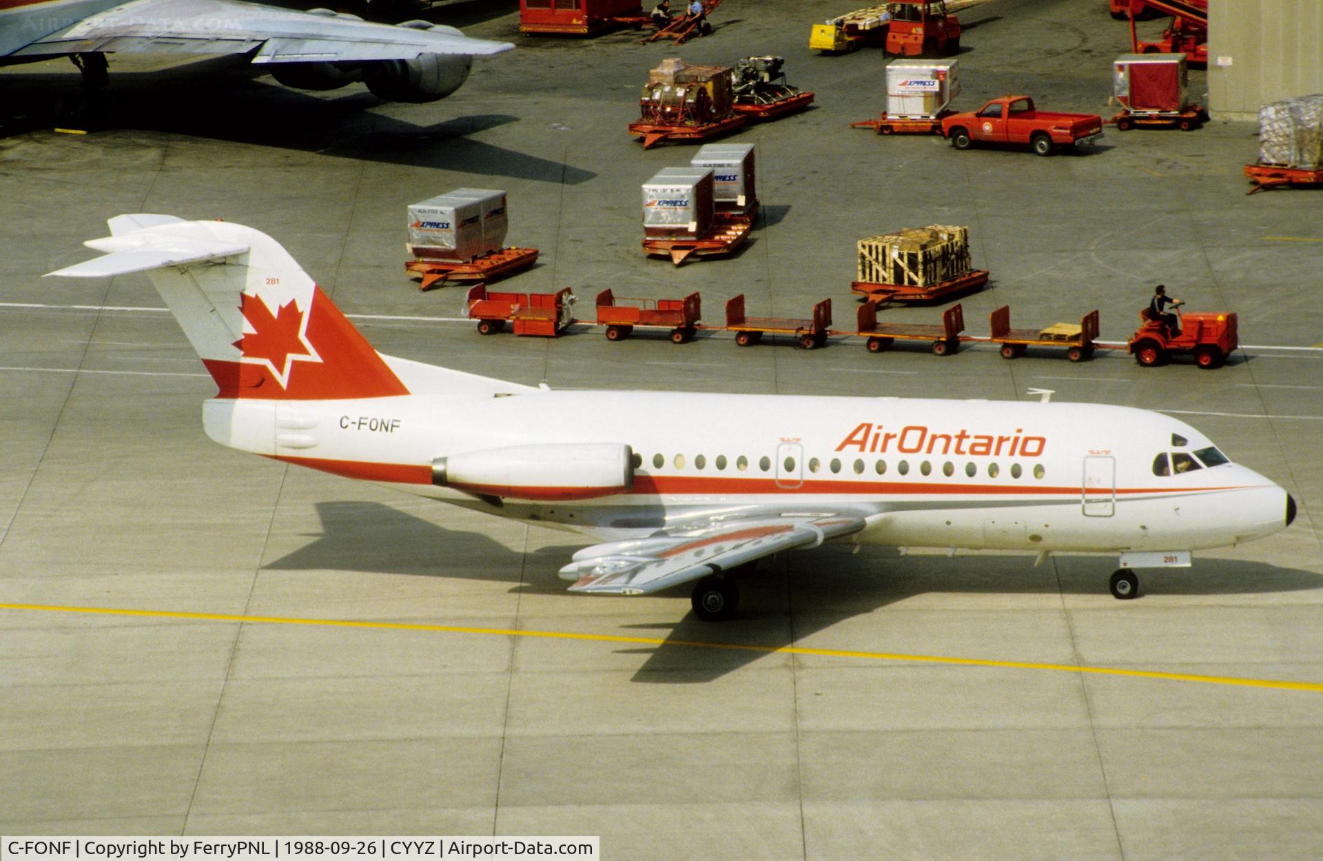 C-FONF, 1972 Fokker F.28-1000 Fellowship C/N 11060, Air Ontario Fk28 arriving