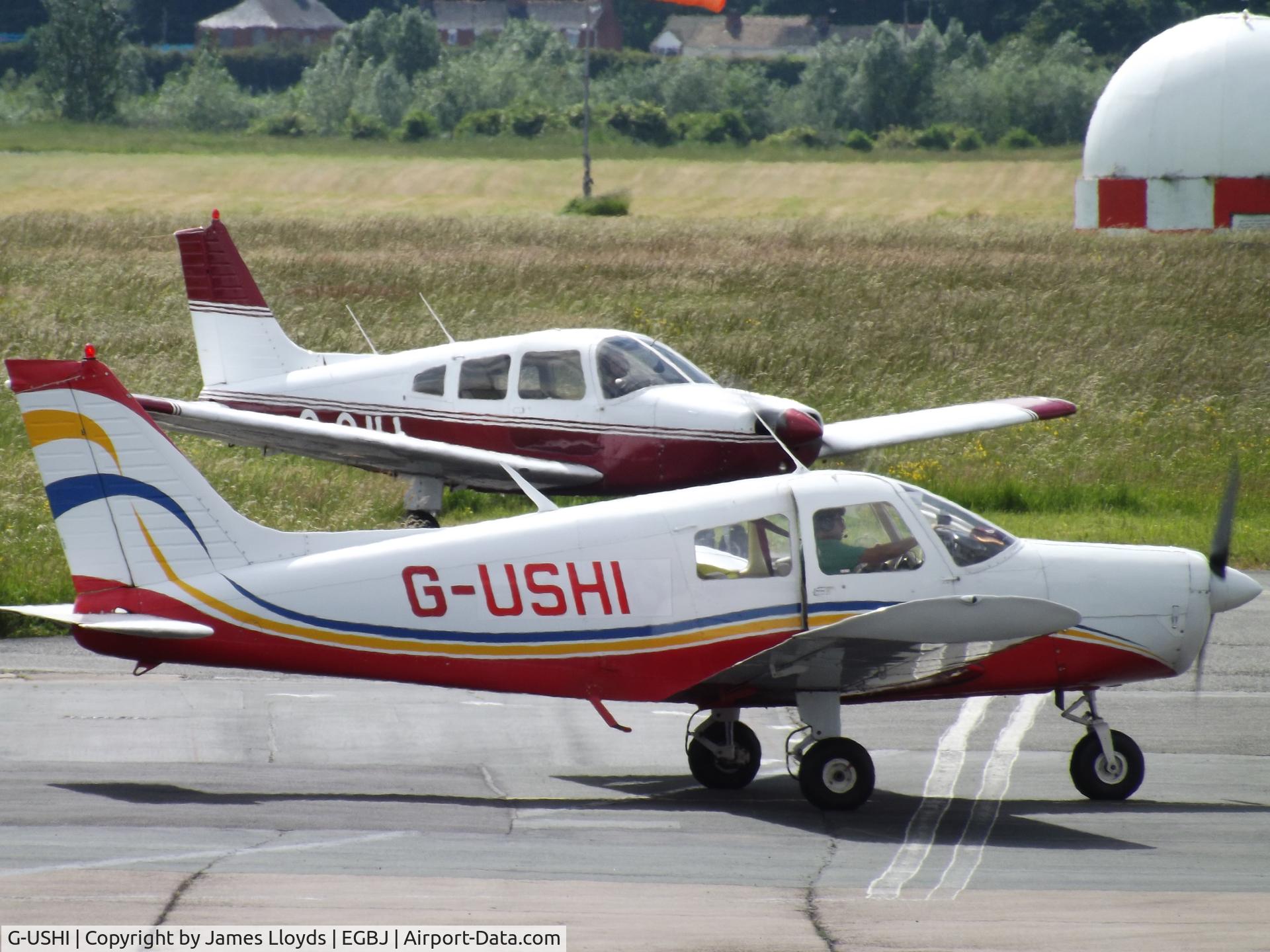 G-USHI, 1976 Piper PA-28-140 Cherokee Cruiser C/N 28-7625188, At Gloucestershire Airport.