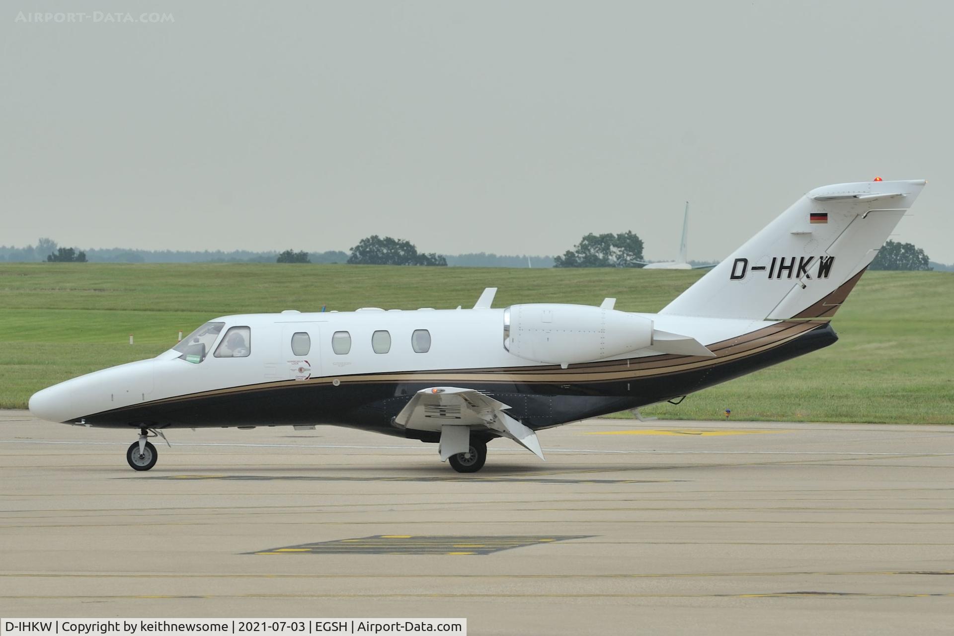D-IHKW, 2008 Cessna 525 CitationJet CJ1+ C/N 525-0677, Arriving at Norwich from Germany.