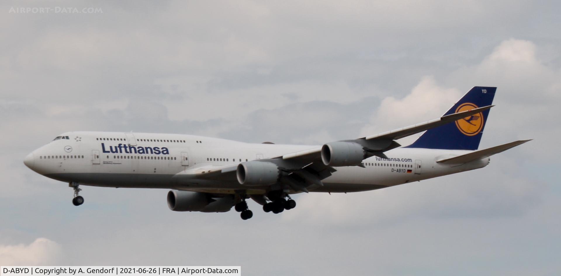 D-ABYD, 2012 Boeing 747-830 C/N 37829, Lufthansa, here on short finals completing the flight from Mexico-City(MEX)