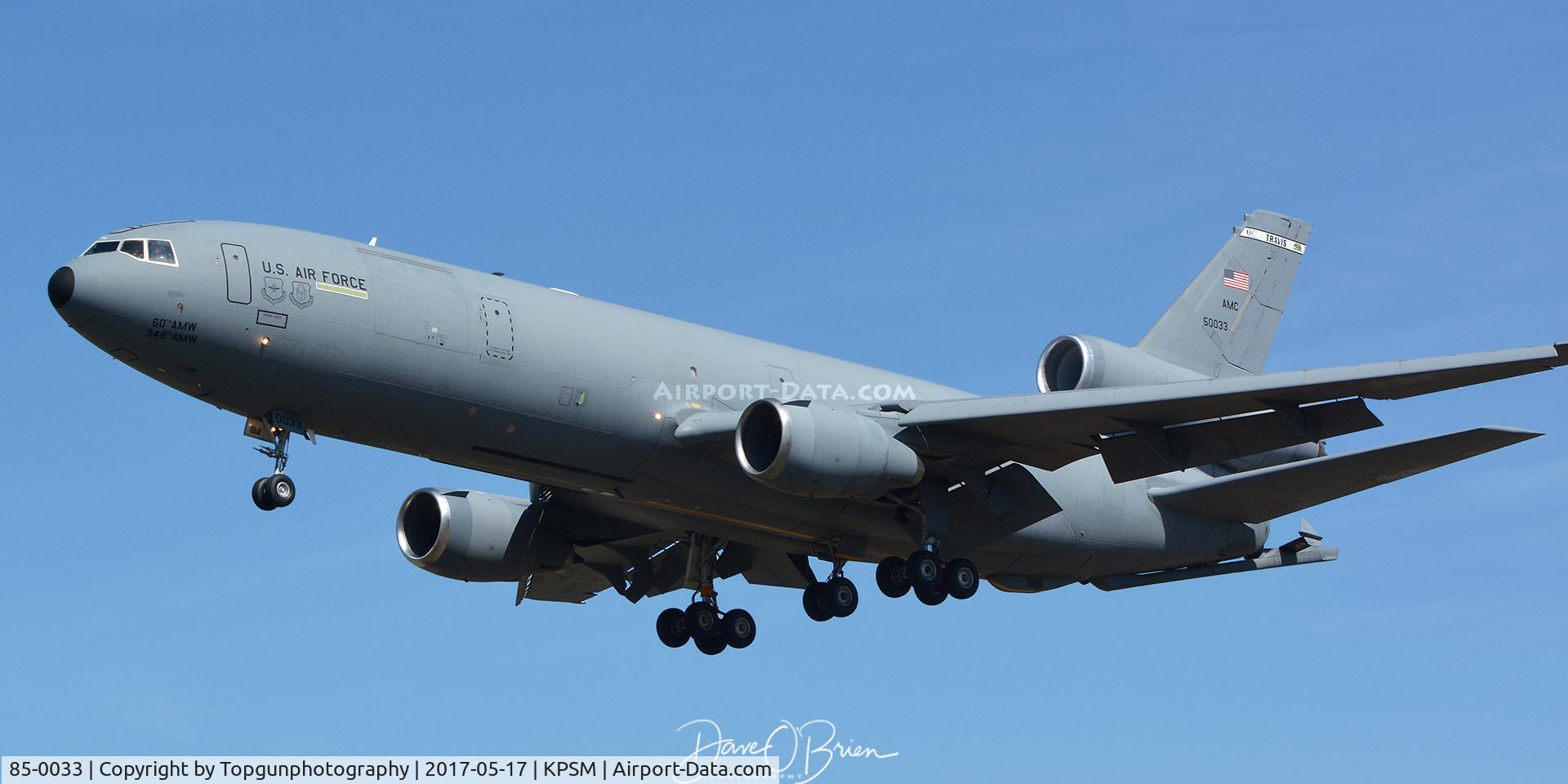 85-0033, 1985 McDonnell Douglas KC-10A Extender C/N 48238, BLUE21 landing RW34