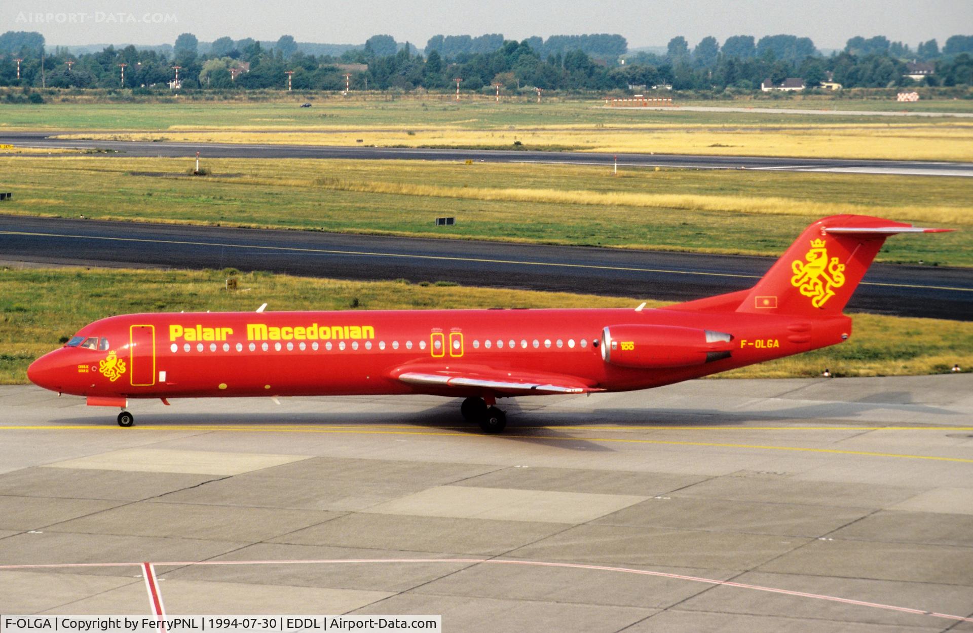 F-OLGA, 1990 Fokker 100 (F-28-0100) C/N 11290, Palair Macadonian Fk100 in red & yellow