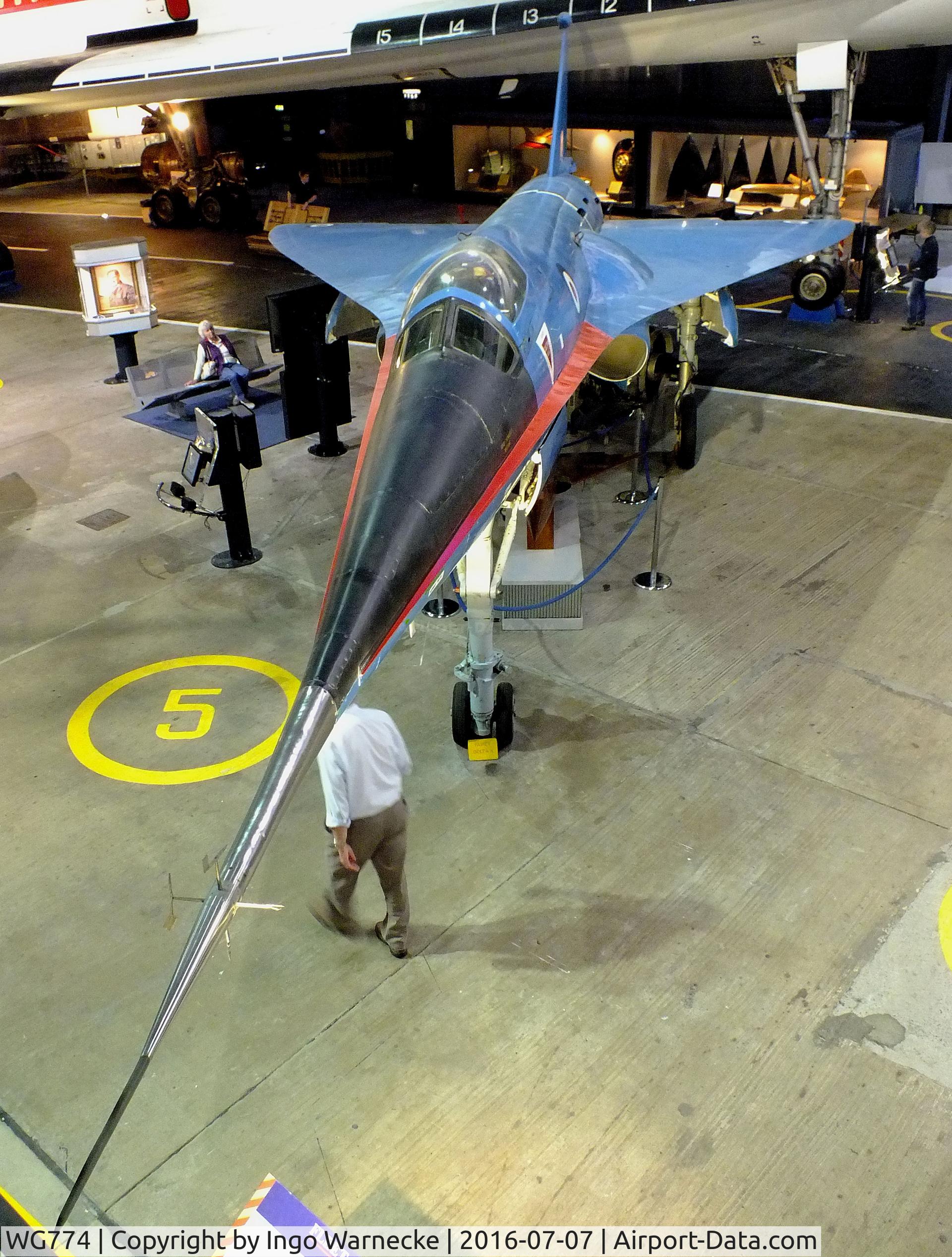 WG774, BAC 221 C/N F.9421, Fairey Delta FD2, converted to BAC 221 testbed for Concorde ogival wing, at the FAA Museum, Yeovilton