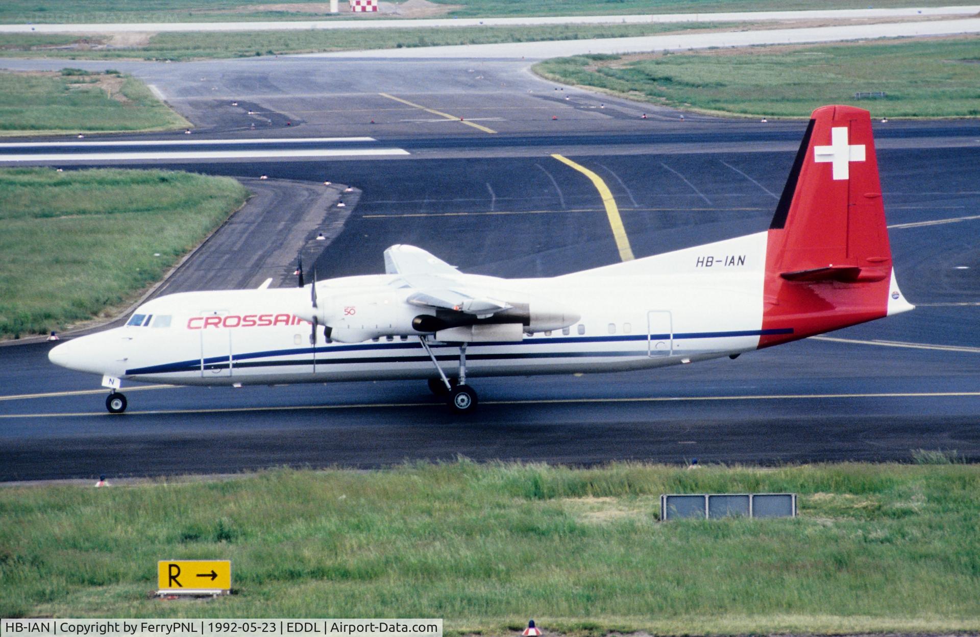 HB-IAN, 1990 Fokker 50 C/N 20182, Crossair Fk50 taxiing in