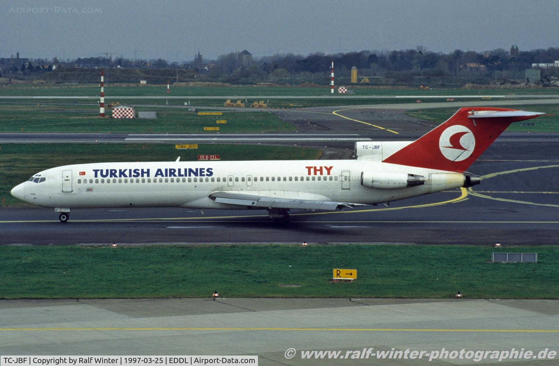 TC-JBF, 1974 Boeing 727-2F2 C/N 20980/1085, Boeing 727-2F2(ADV) - TK THY Turkish Airlines 'Adana' - 20980 - TC-JBF - 25.03.1997 - DUS