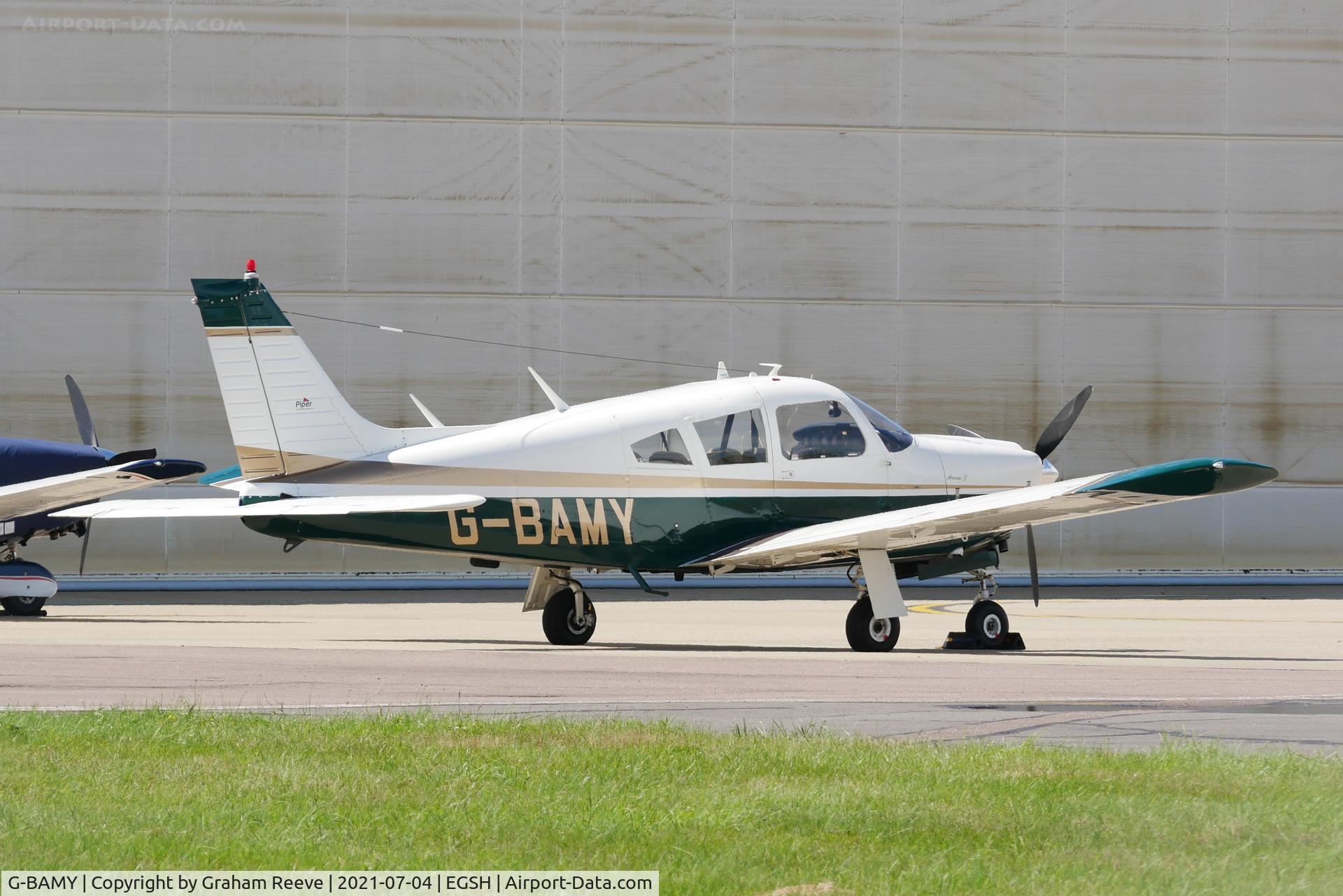 G-BAMY, 1972 Piper PA-28R-200-2 Cherokee Arrow II C/N 28R-7335015, Parked at Norwich.