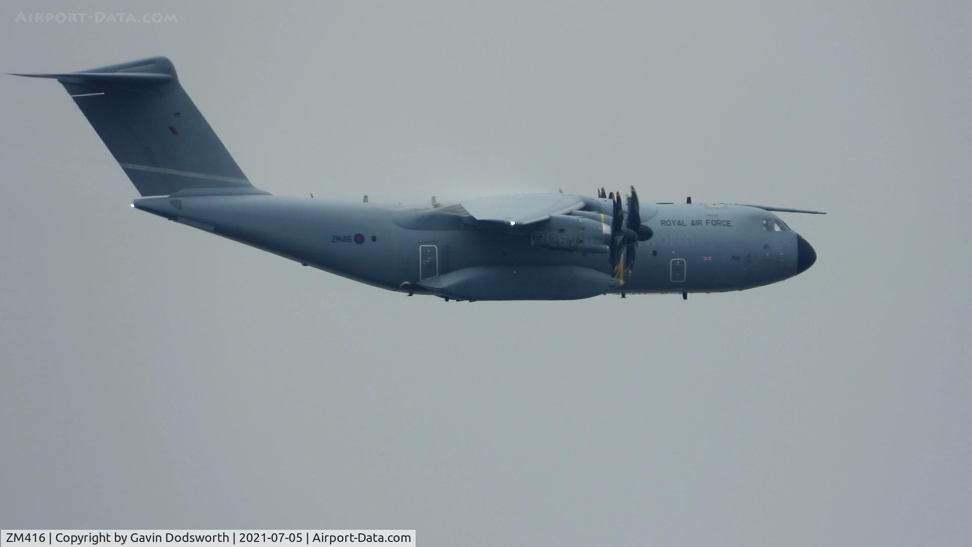 ZM416, 2017 Airbus A400M Atlas C.1 C/N 058, Over Darlington on Monday 5th July 2021