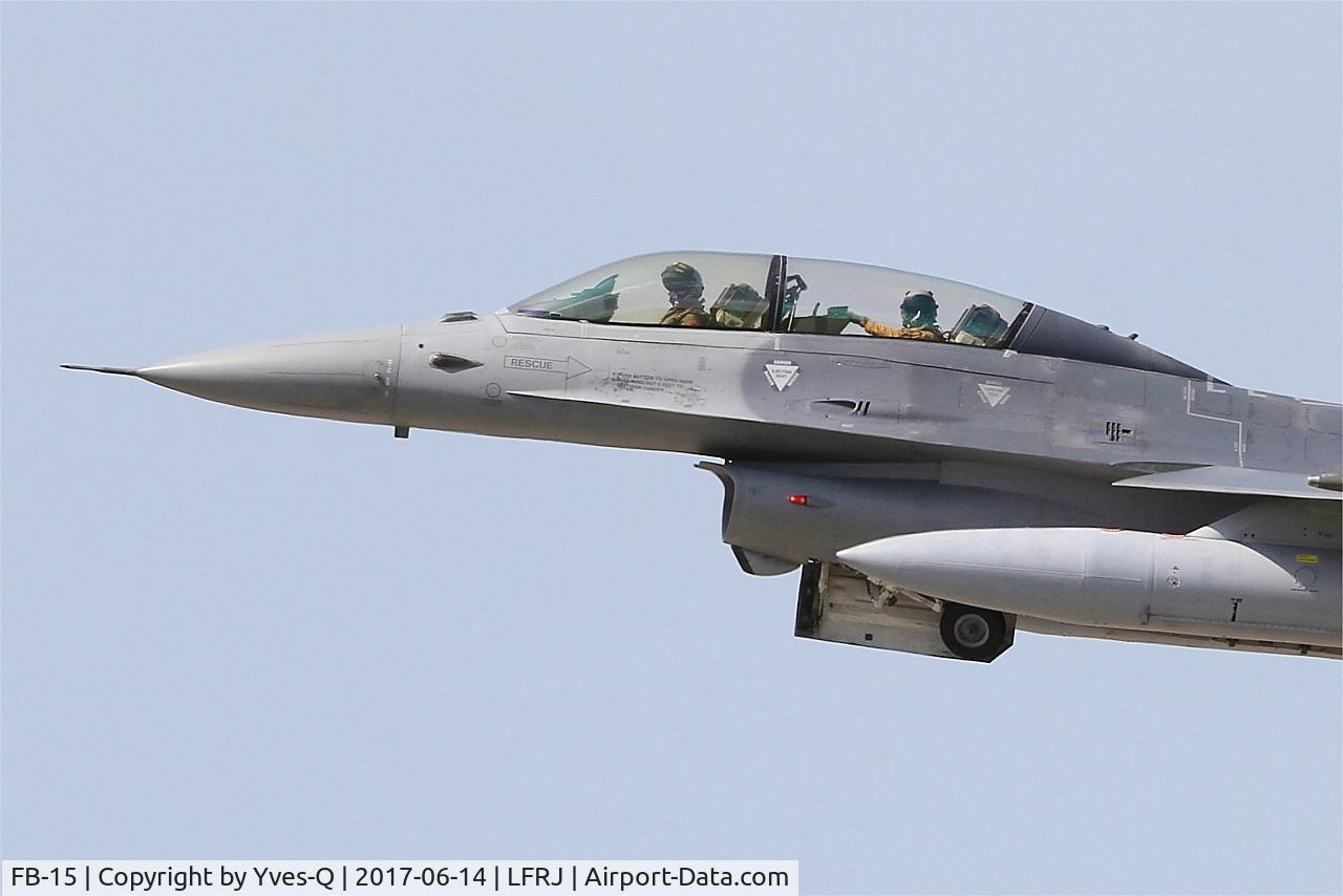 FB-15, General Dynamics F-16BM Fighting Falcon C/N 6J-15, General Dynamics F-16BM Fighting Falcon, Climbing from rwy 26, Landivisiau Naval Air Base (LFRJ) Tiger Meet 2017