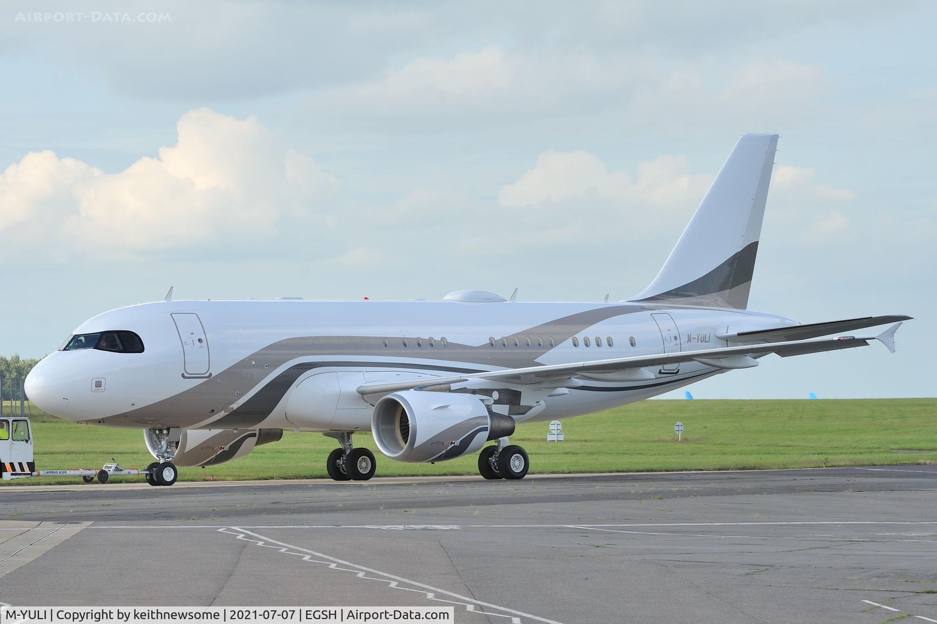 M-YULI, 2012 Airbus ACJ319 (A319-115/CJ) C/N 5040, Removed from spray shop with new colour scheme.