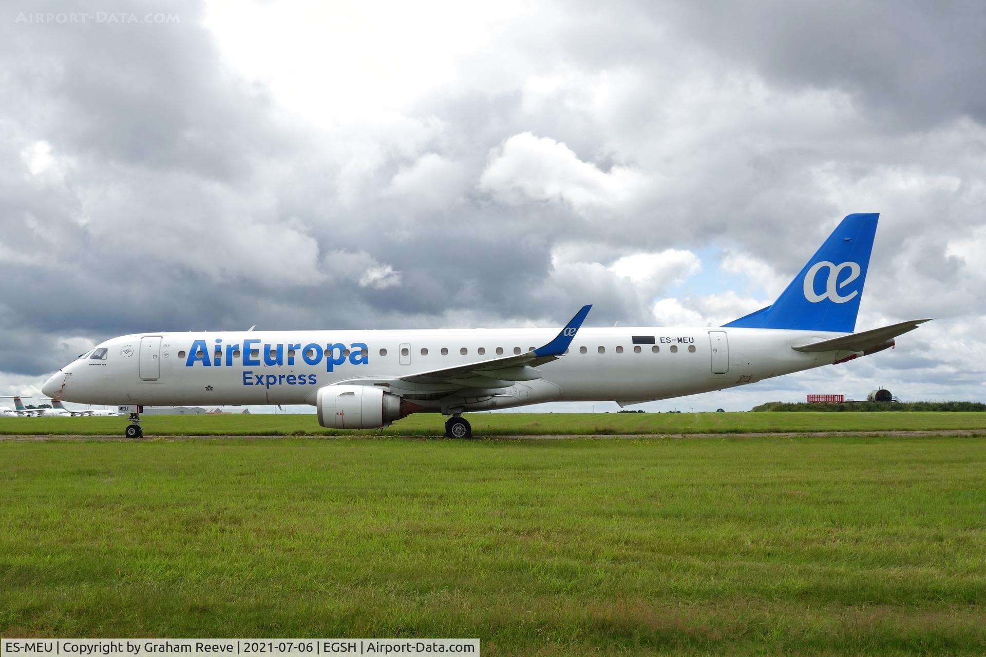 ES-MEU, 2009 Embraer ERJ 190-200LR (ERJ-195) C/N 19000281, Parked in storage at Norwich.