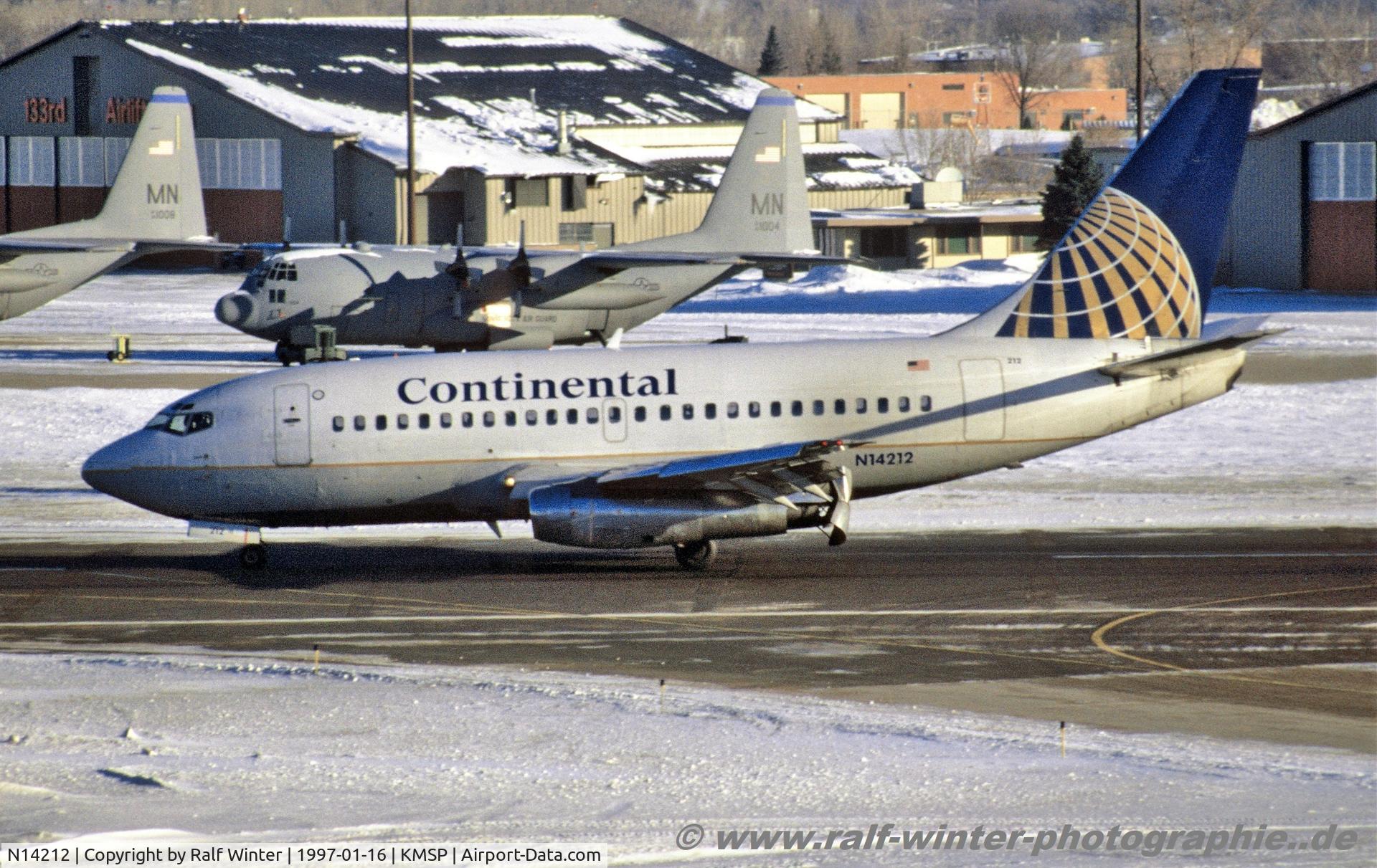 N14212, 1968 Boeing 737-130 C/N 19029, Boeing 737-130 - CO COA Continental Airlines - 19029 - N14212 - 16.01.1997 - KMSP