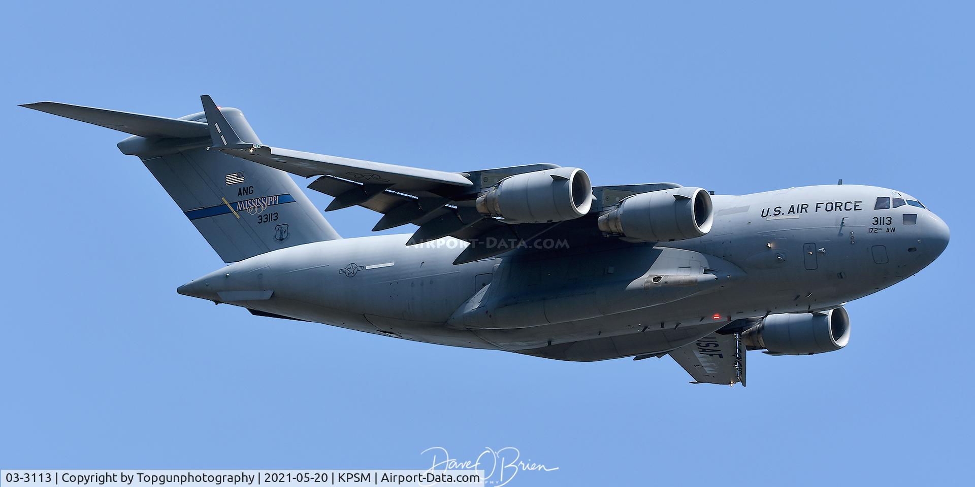 03-3113, 2003 Boeing C-17A Globemaster III C/N P-113, REACH332 departing RW16