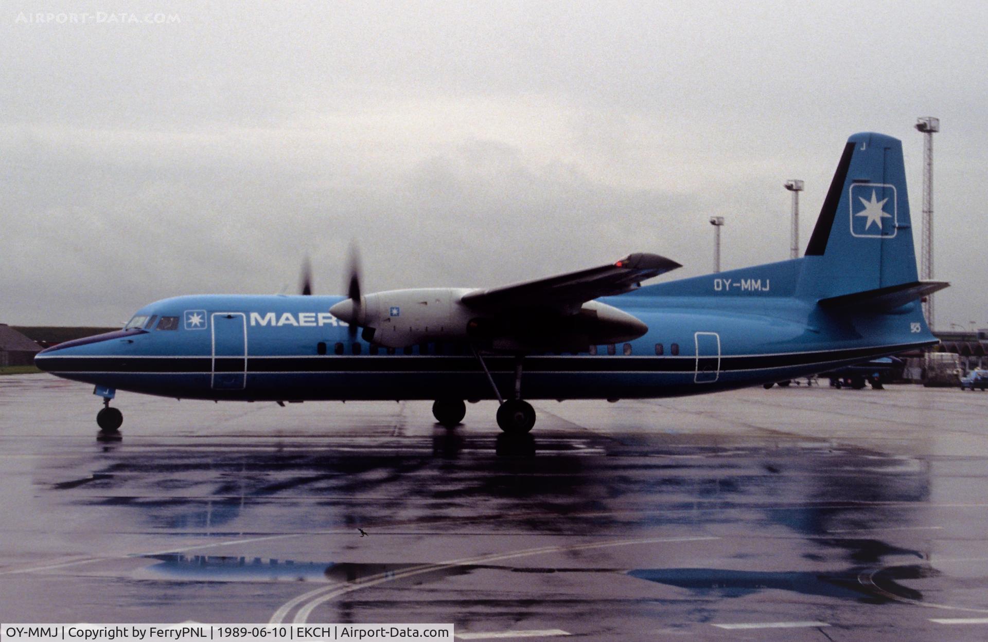OY-MMJ, 1988 Fokker 50 C/N 20127, Maersk Fk50 on a murky day in Kastrup