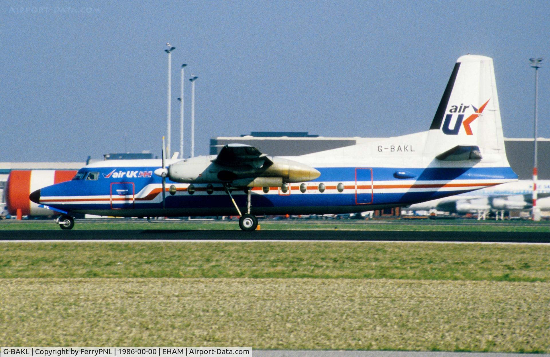 G-BAKL, 1965 Fokker F-27-200 Friendship C/N 10293, Air UK Fk27 active on the rumway