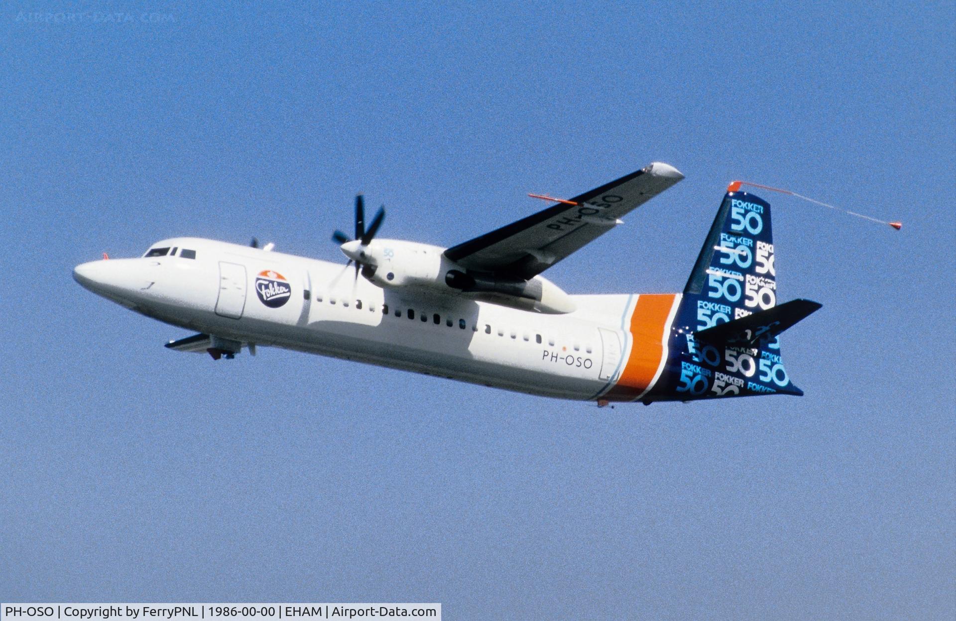 PH-OSO, 1985 Fokker F50 C/N 10685, Flight test by Fokker of its 1st prototype Fk50