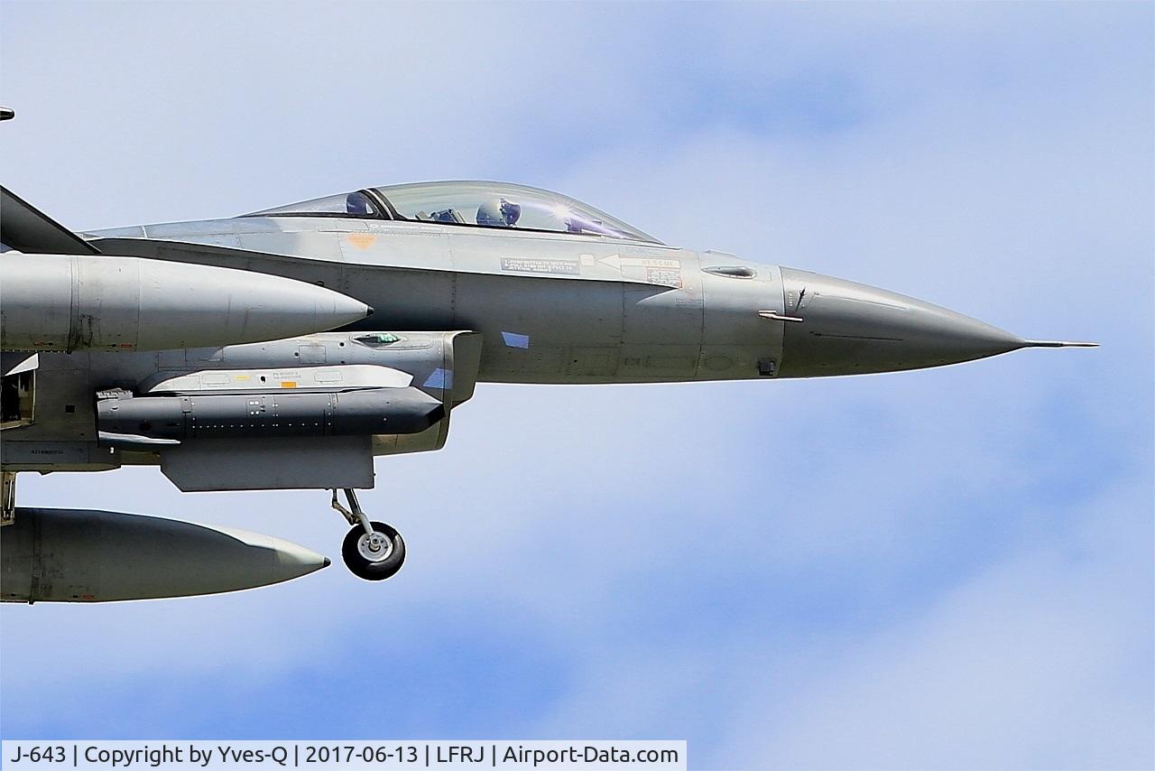 J-643, 1980 Fokker F-16AM Fighting Falcon C/N 6D-75, Fokker F-16AM Fighting Falcon, On final rwy 08, Landivisiau Naval Air Base (LFRJ) Tiger Meet 2017