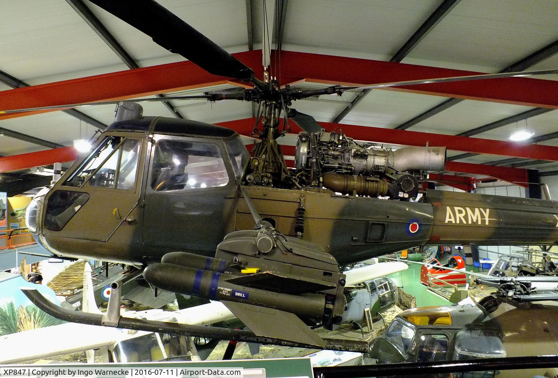 XP847, Westland Scout AH.1 C/N F9473, Westland Scout AH1 anti-tank variant with SS.11/AS.11 missiles at the Museum of Army Flying, Middle Wallop