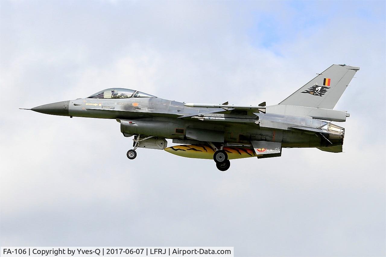 FA-106, SABCA F-16AM Fighting Falcon C/N 6H-106, SABCA F-16AM Fighting Falcon, On final rwy 26, Landivisiau Naval Air Base (LFRJ) Tiger Meet 2017