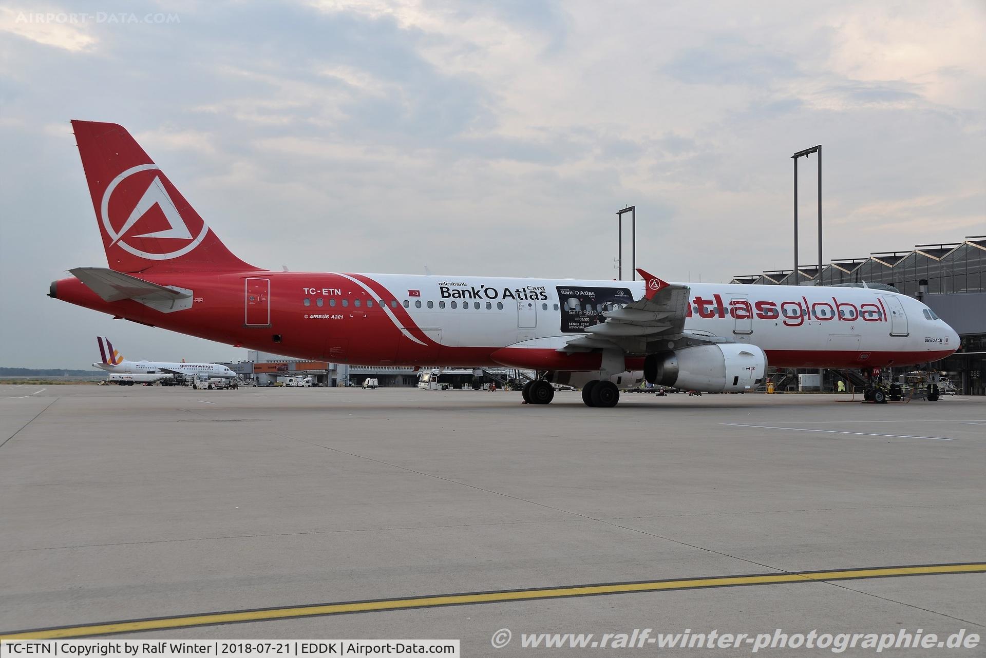 TC-ETN, 1996 Airbus A321-131 C/N 614, Airbus A321-131 - KK KKK AtlasJet'Bank'O Atlas Card' - 614 - TC-ETN - 21.07.2018 - CGN