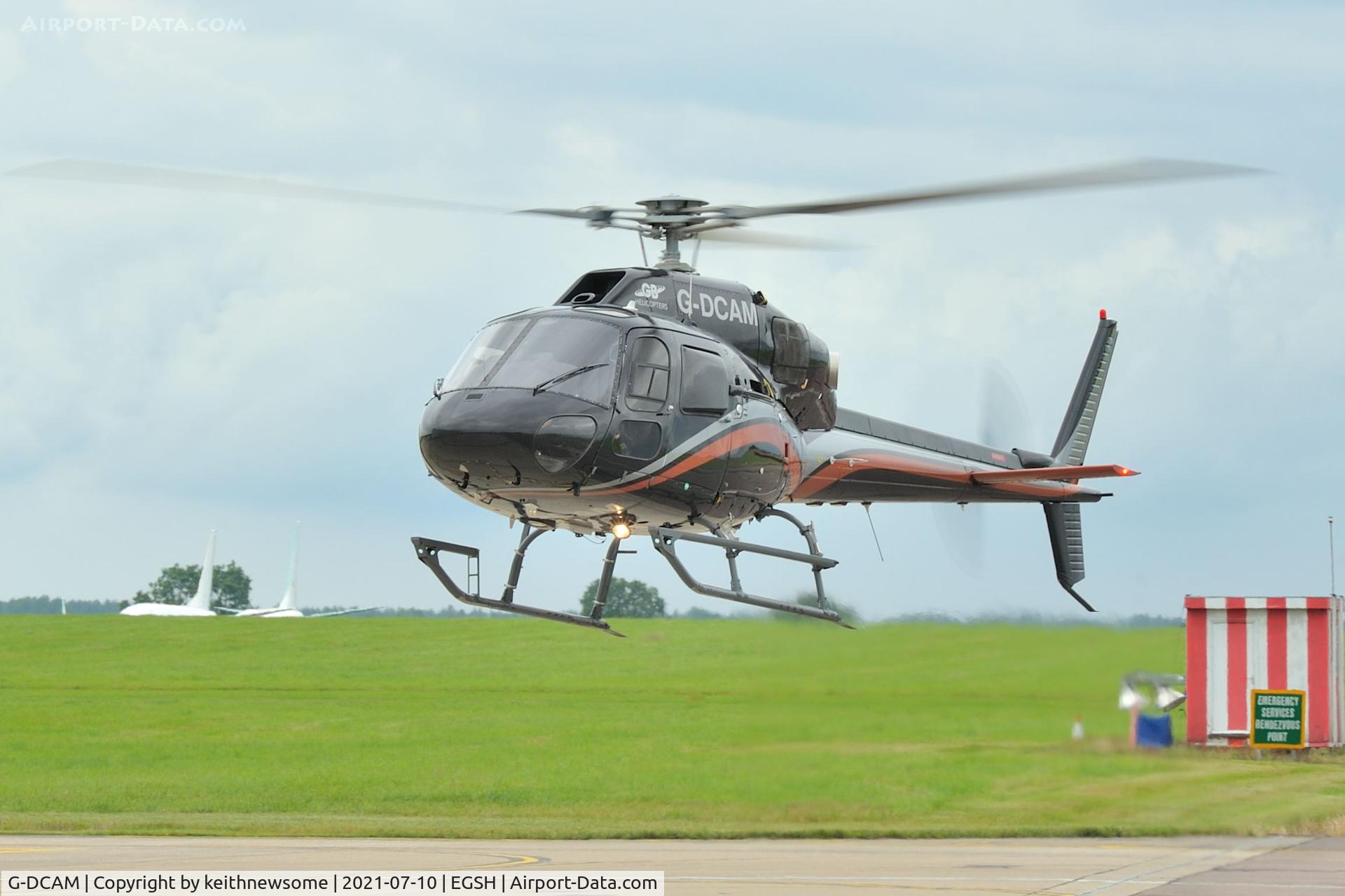 G-DCAM, 2007 Eurocopter AS-355NP Ecureuil 2 C/N 5750, Arriving at Norwich from Snetterton.
