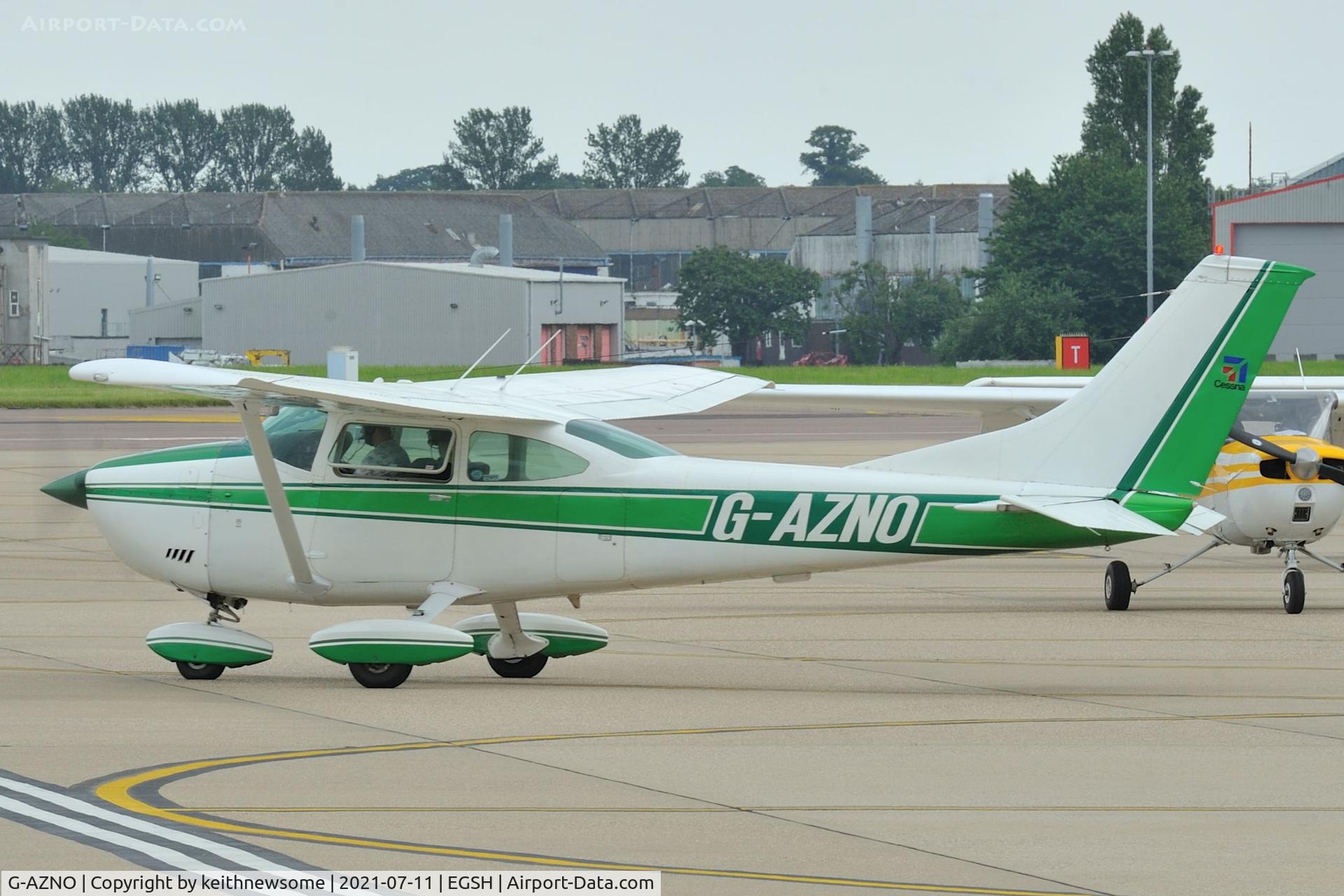 G-AZNO, 1972 Cessna 182P Skylane C/N 182-61005, Leaving Norwich for Sandtoft.
