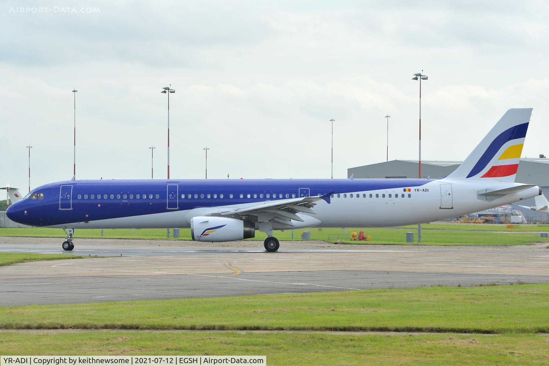 YR-ADI, 2000 Airbus A321-231 C/N 1366, Leaving Norwich for Bucharest, Romania.