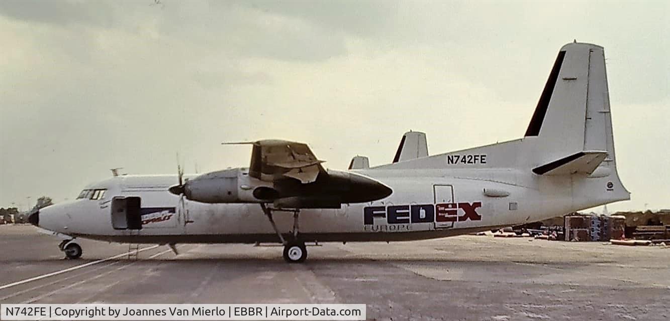 N742FE, Fokker F.27MK 600 C/N 10349, FEDEX BRUSSELS HUB'90s