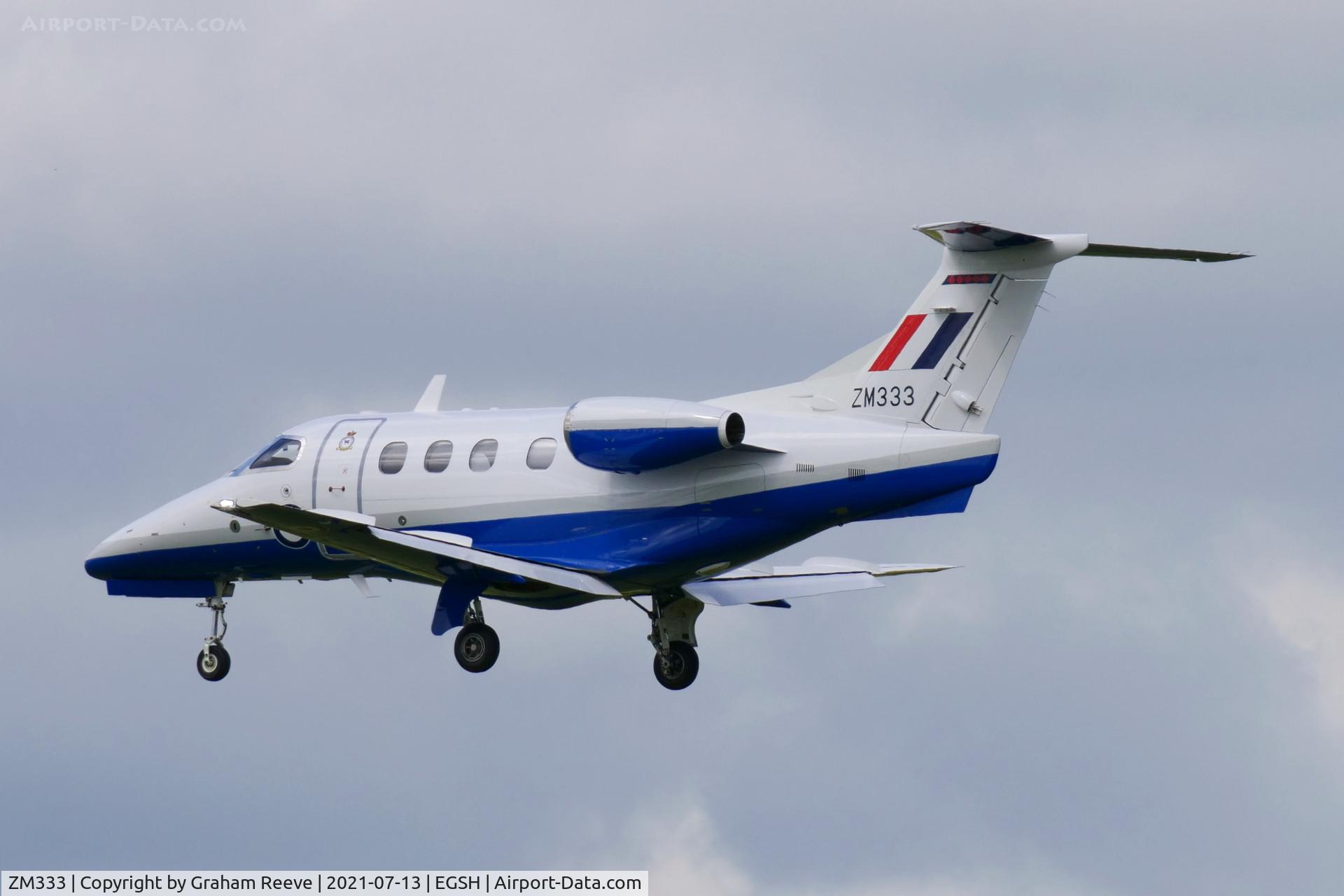ZM333, 2016 Embraer EMB-500 Phenom (100) T.1 C/N 50000375, On approach to Norwich.