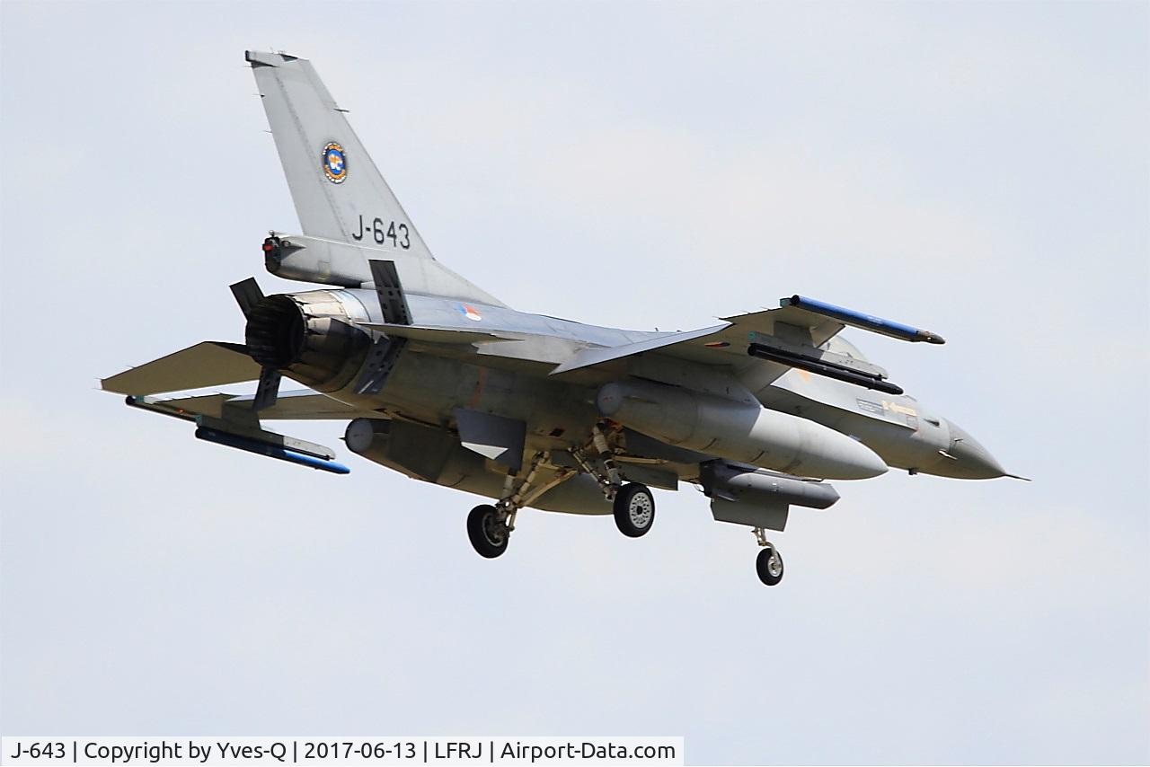 J-643, 1980 Fokker F-16AM Fighting Falcon C/N 6D-75, Fokker F-16AM Fighting Falcon, On final rwy 08, Landivisiau Naval Air Base (LFRJ) Tiger Meet 2017