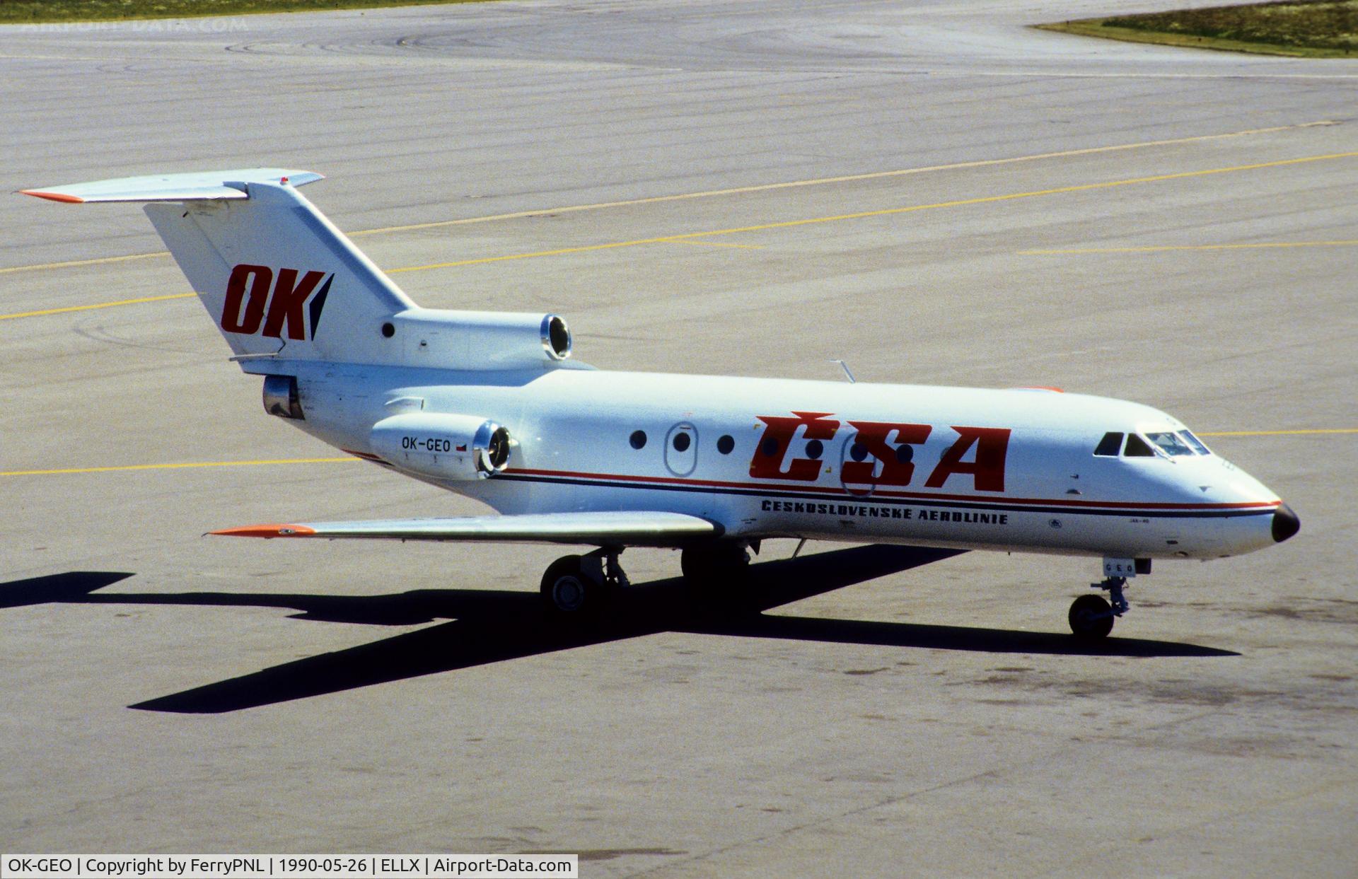 OK-GEO, 1975 Cessna 402B C/N 402-0921, CSA Yak40 arriving in LUX