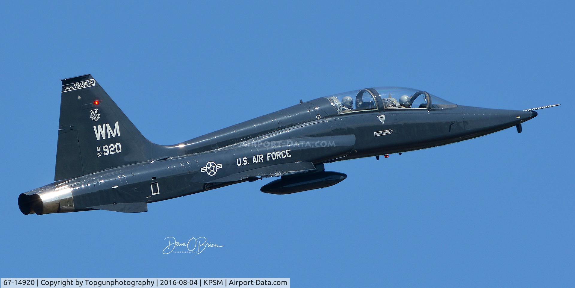 67-14920, 1967 Northrop T-38A Talon C/N T.6061, RED61 out of Whiteman working the pattern at Pease, the original home of the 509th BW