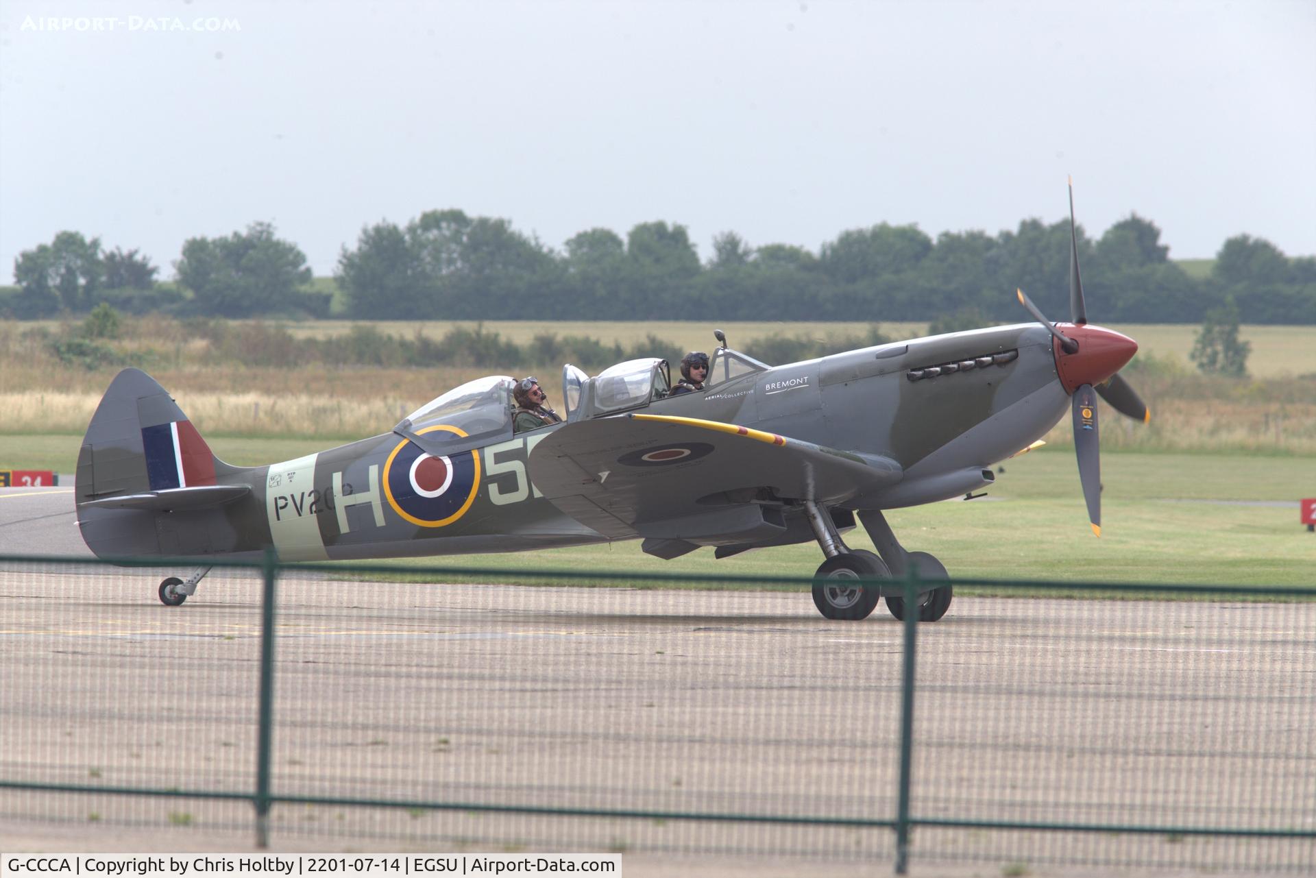 G-CCCA, 1944 Supermarine 509 Spitfire TR.IXc C/N CBAF.9590, Rolling for take-off at Duxford in its rebuilt form after its fatal crash at Goodwood in 2000 as G-TRIX.