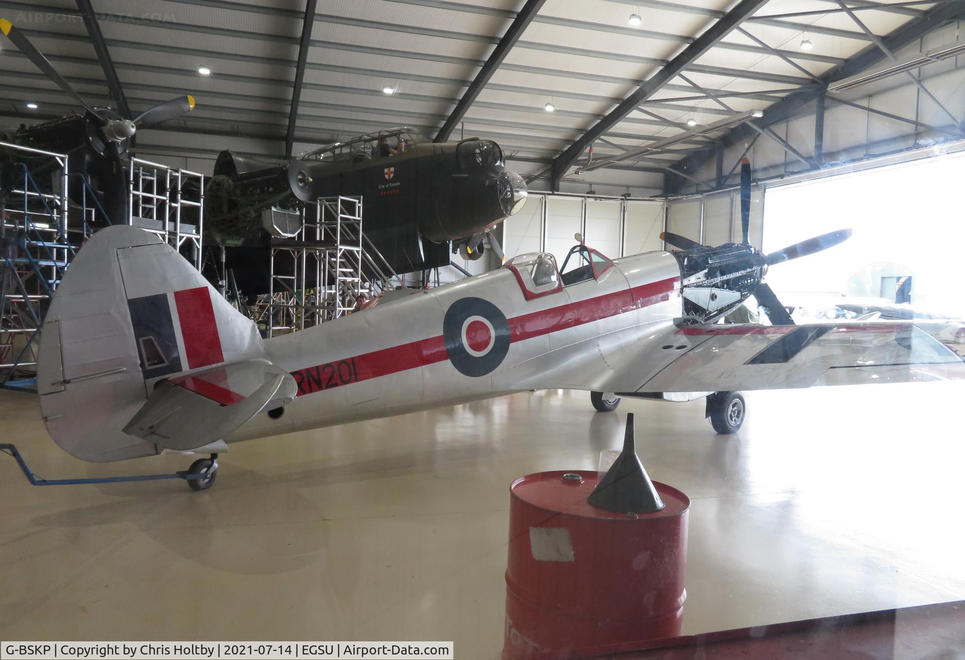 G-BSKP, 1945 Supermarine 361 Spitfire F.XIVe C/N 6S/663417, In the restoration hangar at Duxford