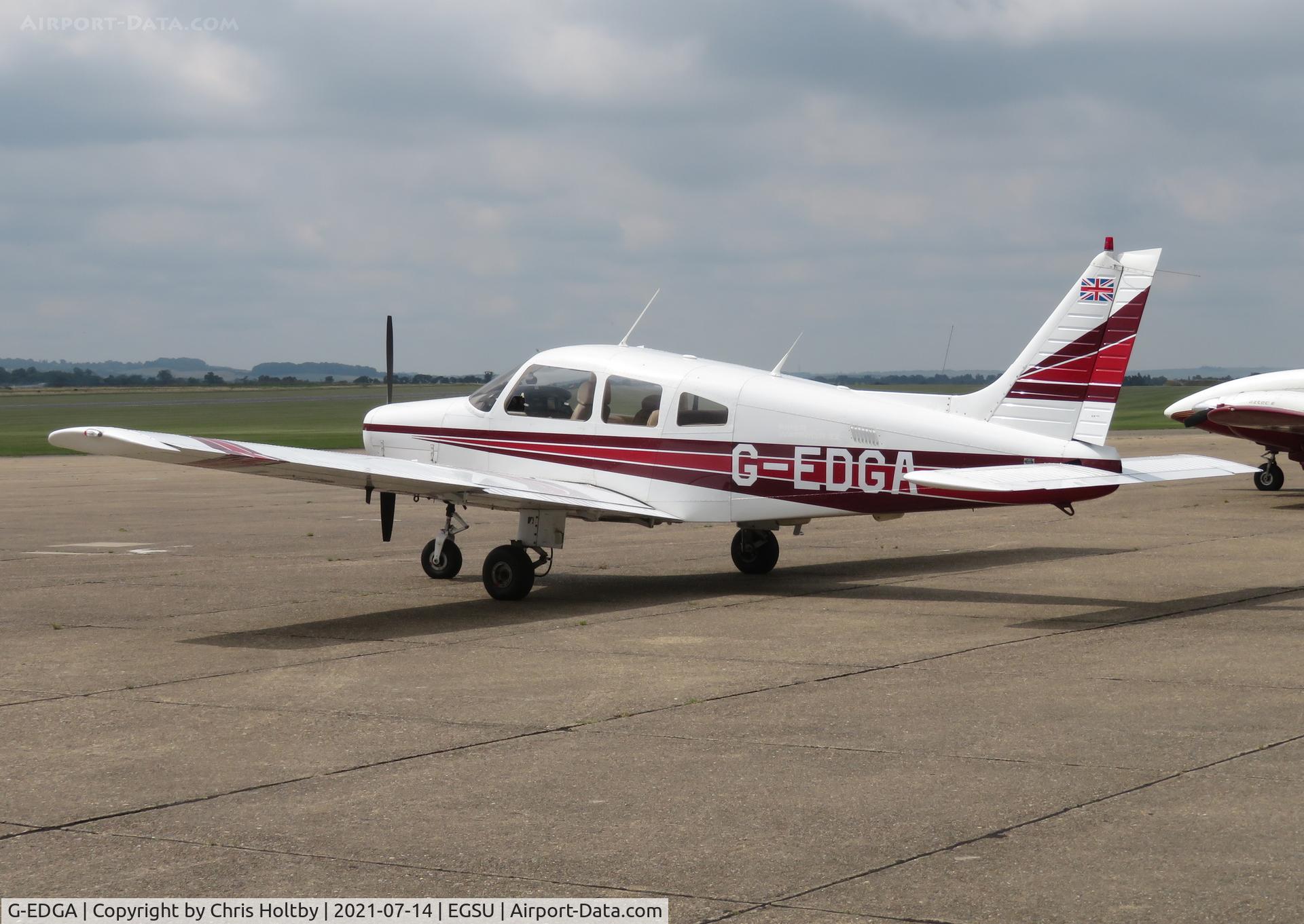 G-EDGA, 1985 Piper PA-28-161 Cherokee Warrior II C/N 28-8516024, Visiting Duxford Airport in Cambs.