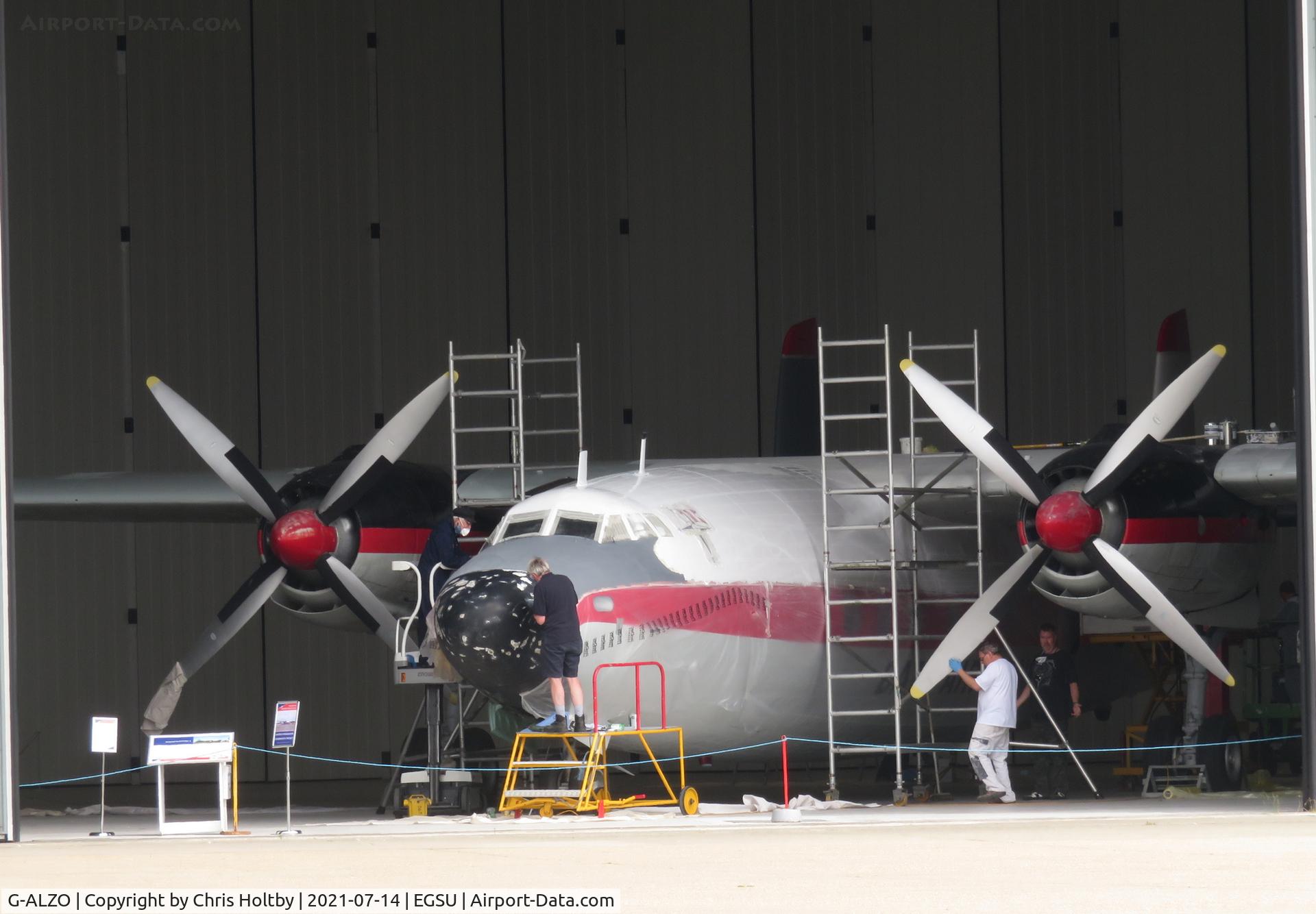 G-ALZO, 1950 Airspeed AS57 Ambassador 2 C/N 5226, Dan Air Ambassador receiving paint job at Duxford