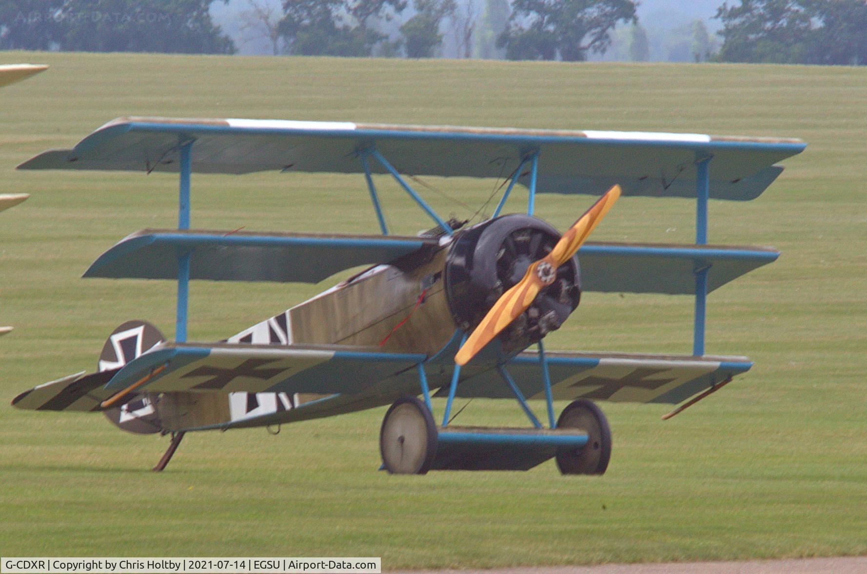 G-CDXR, 2006 Fokker Dr.1 Triplane Replica C/N PFA 238-14043, Ready for dogfight simulations over Duxford Airfield with 3 other members of the 'Great War Display Team'