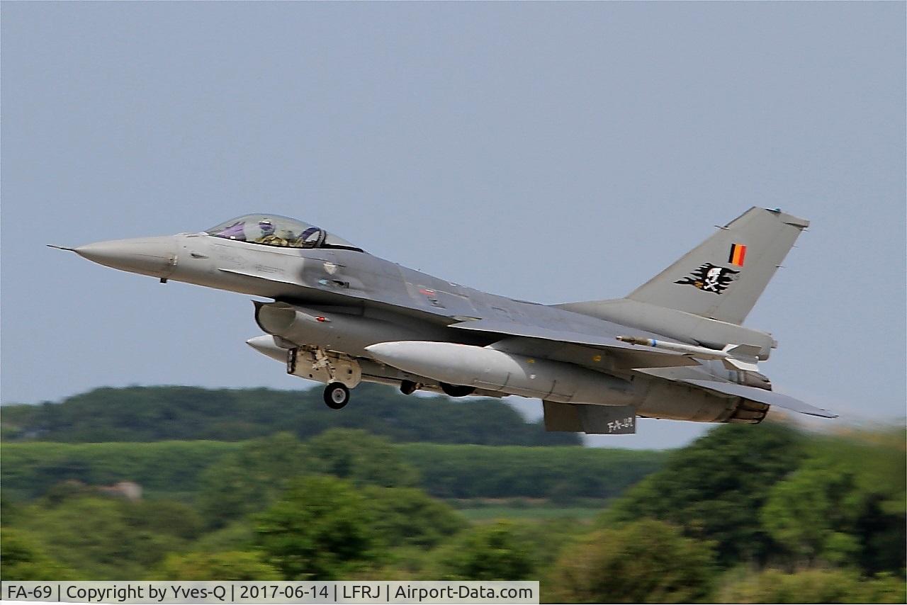 FA-69, 1983 SABCA F-16AM Fighting Falcon C/N 6H-69, SABCA F-16AM Fighting Falcon, Take off rwy 26, Landivisiau Naval Air Base (LFRJ) Tiger Meet 2017