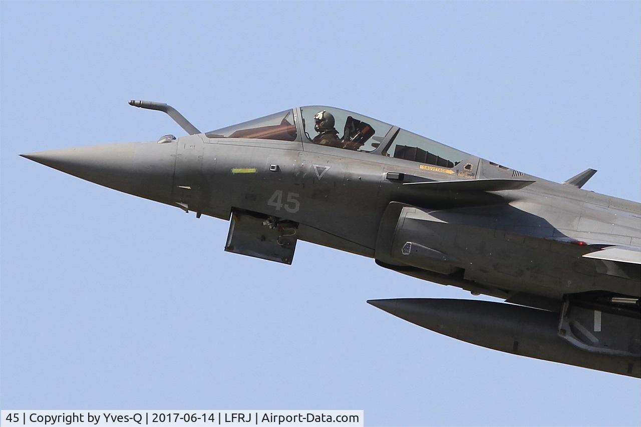 45, 2015 Dassault Rafale M C/N 45, Dassault Rafale M, Take off rwy 26, Landivisiau Naval Air Base (LFRJ) Tiger Meet 2017