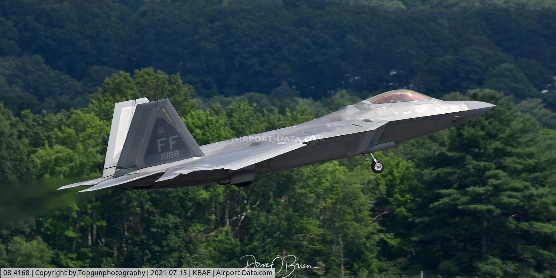 08-4168, 2008 Lockheed Martin F-22A Raptor C/N 4168, DEMON2 departs for the afternoon sortie with the 104th FW