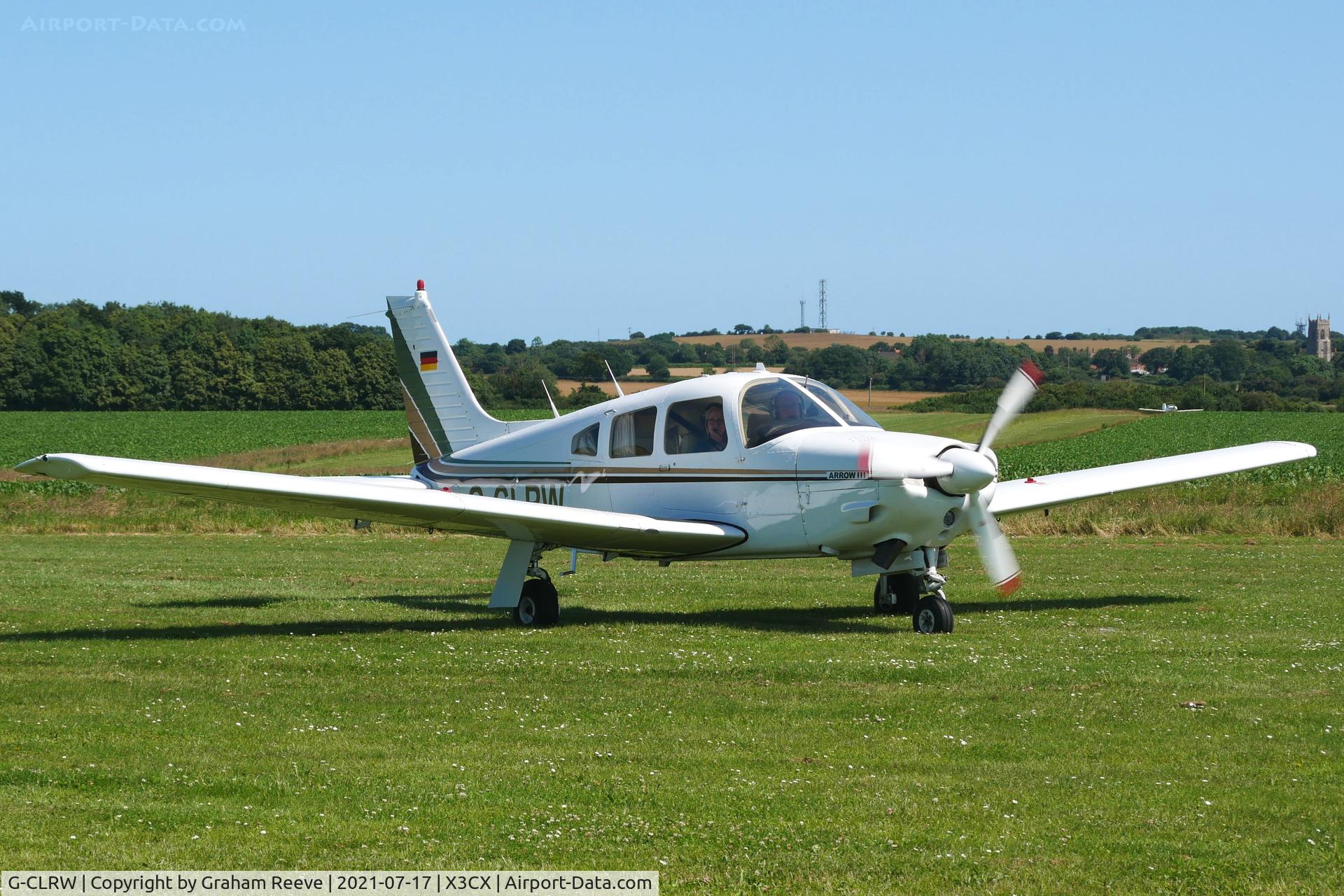 G-CLRW, 1978 Piper PA-28R-201 Cherokee Arrow III C/N 28R-7837199, Just landed at Northrepps.