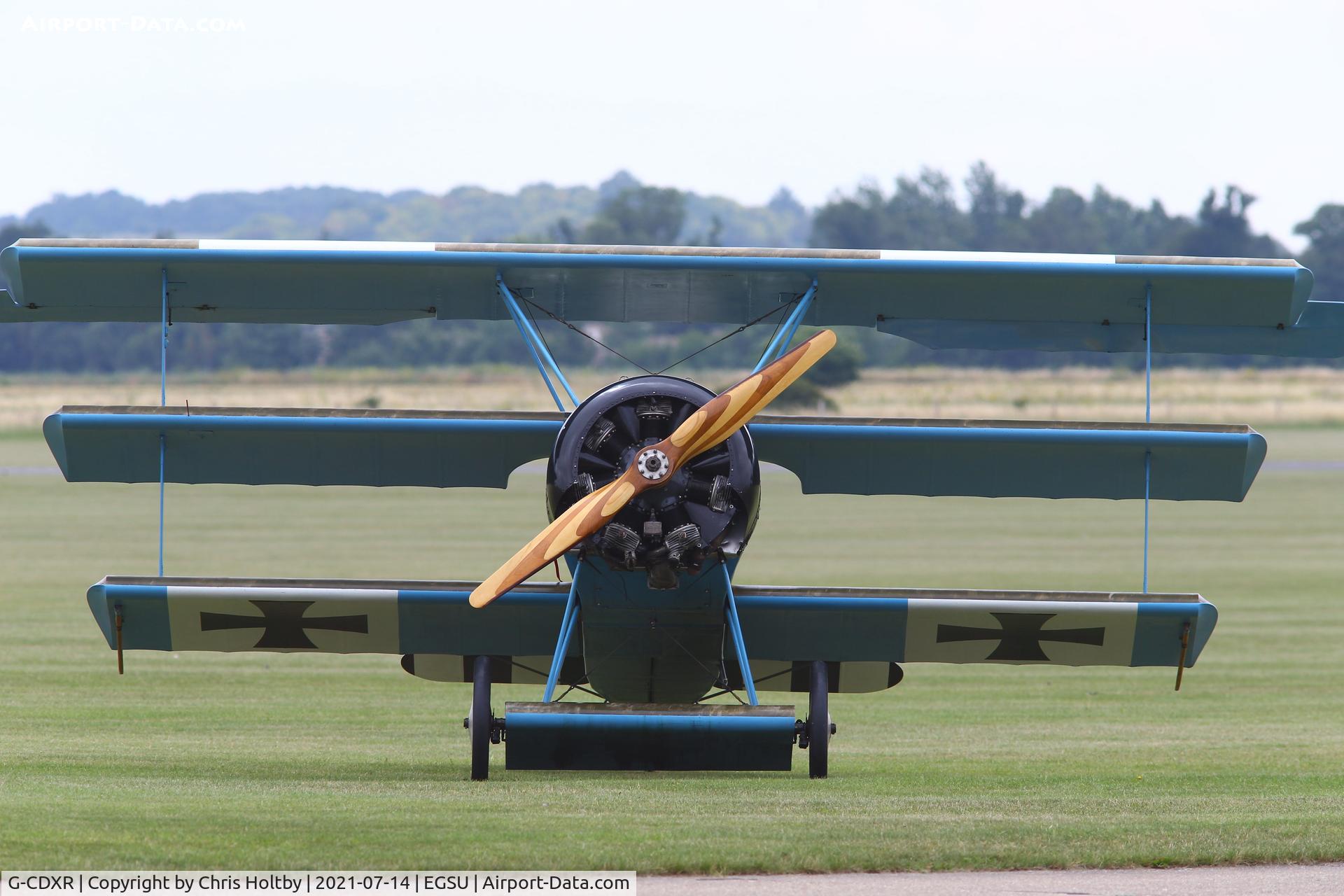 G-CDXR, 2006 Fokker Dr.1 Triplane Replica C/N PFA 238-14043, Replica Fokker Dr. 1 Triplane built in 2006 about to take part in dogfights over Duxford Airfield