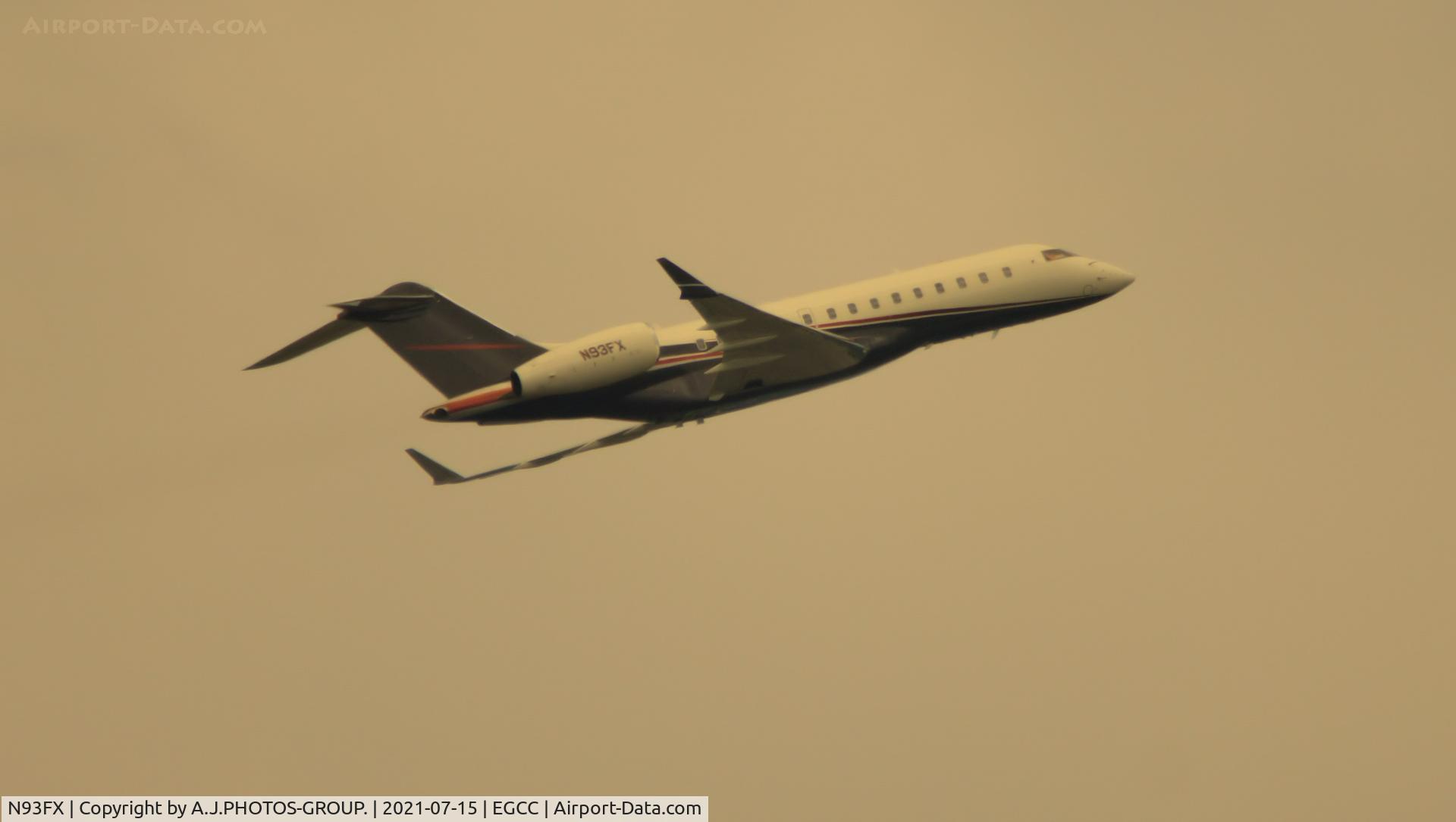 N93FX, 2006 Bombardier Global XRS (BD700-1A-10) C/N 9199, just taken of on 05L in the left turn.