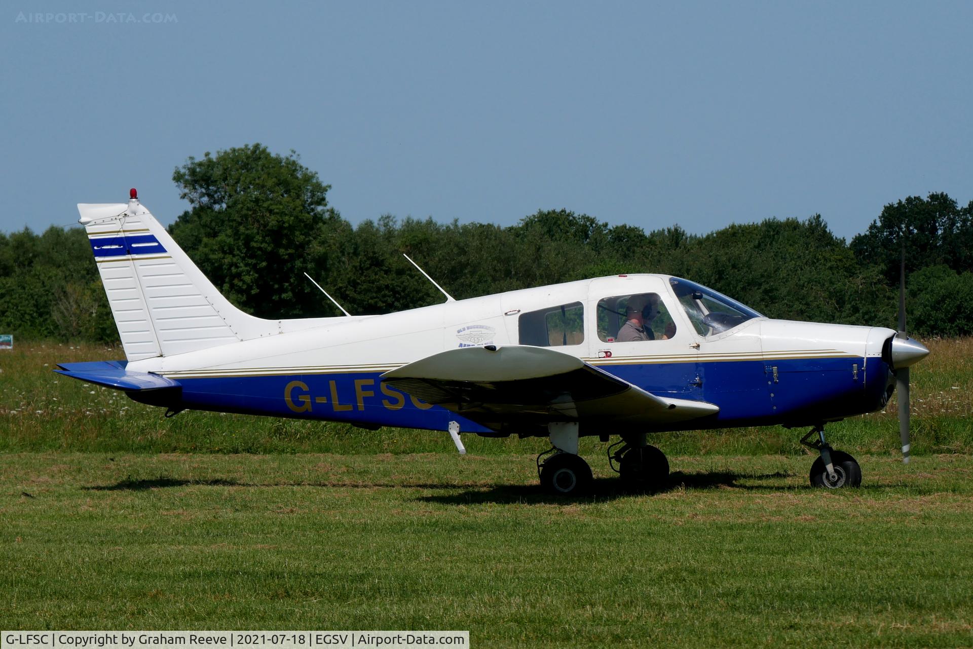 G-LFSC, 1973 Piper PA-28-140 Cherokee Cruiser C/N 28-7425005, Just landed at Old Buckenham.