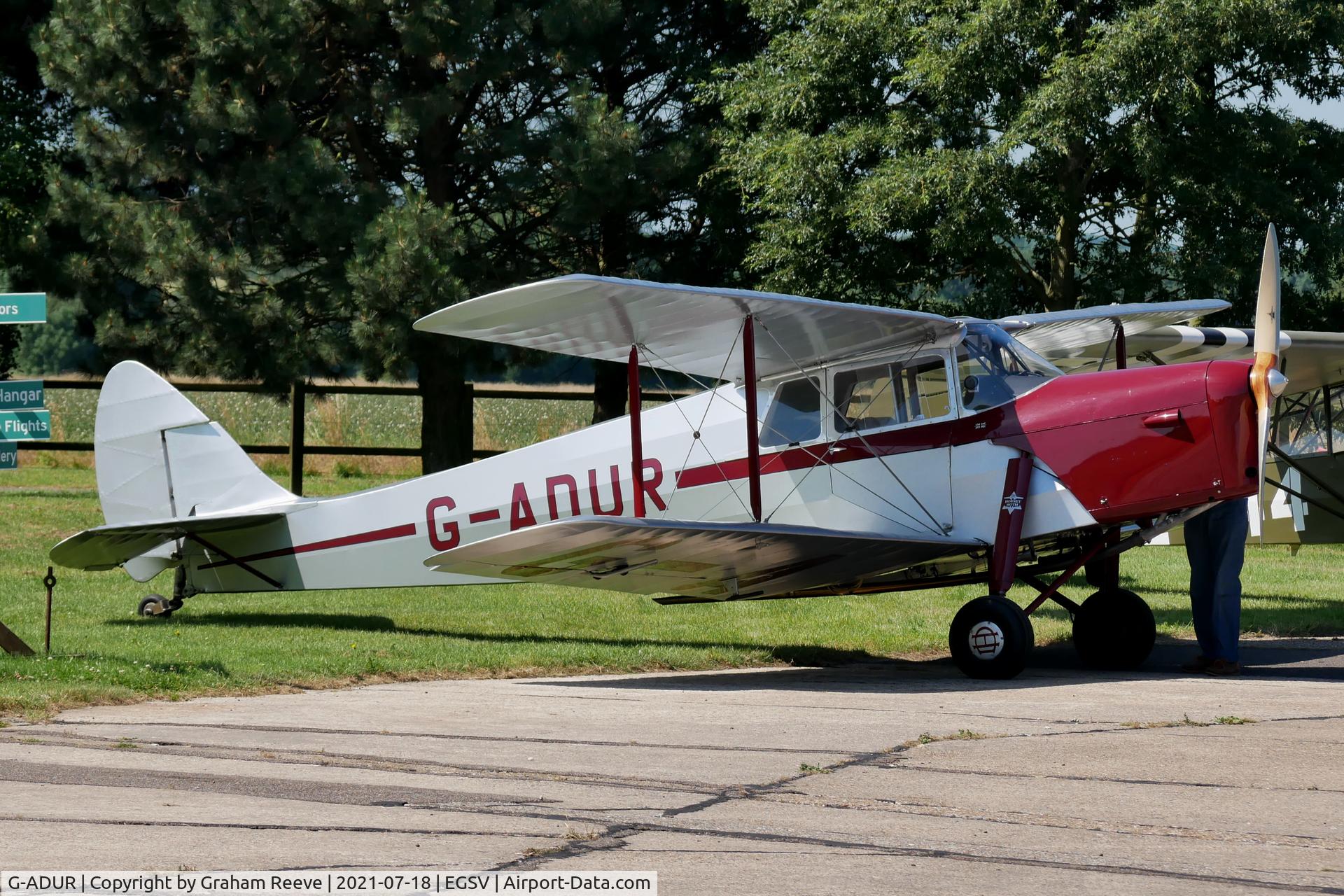 G-ADUR, 1936 De Havilland DH.87B Hornet Moth C/N 8085, Parked at Old Buckenham.