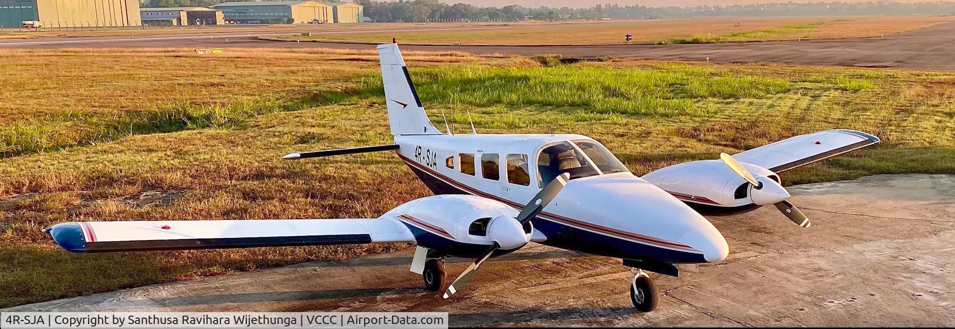 4R-SJA, 1978 Piper PA-34-200T Seneca II C/N 34-7870343, 4R-SJA Parked in front of Lakwin Aviation Hangar at Colombo International Airport, Ratmalana, Sri Lanka