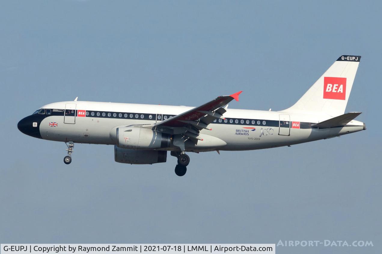 G-EUPJ, 2000 Airbus A319-131 C/N 1232, A319 G-EUPJ British Airways wearing the Retro BEA livery.