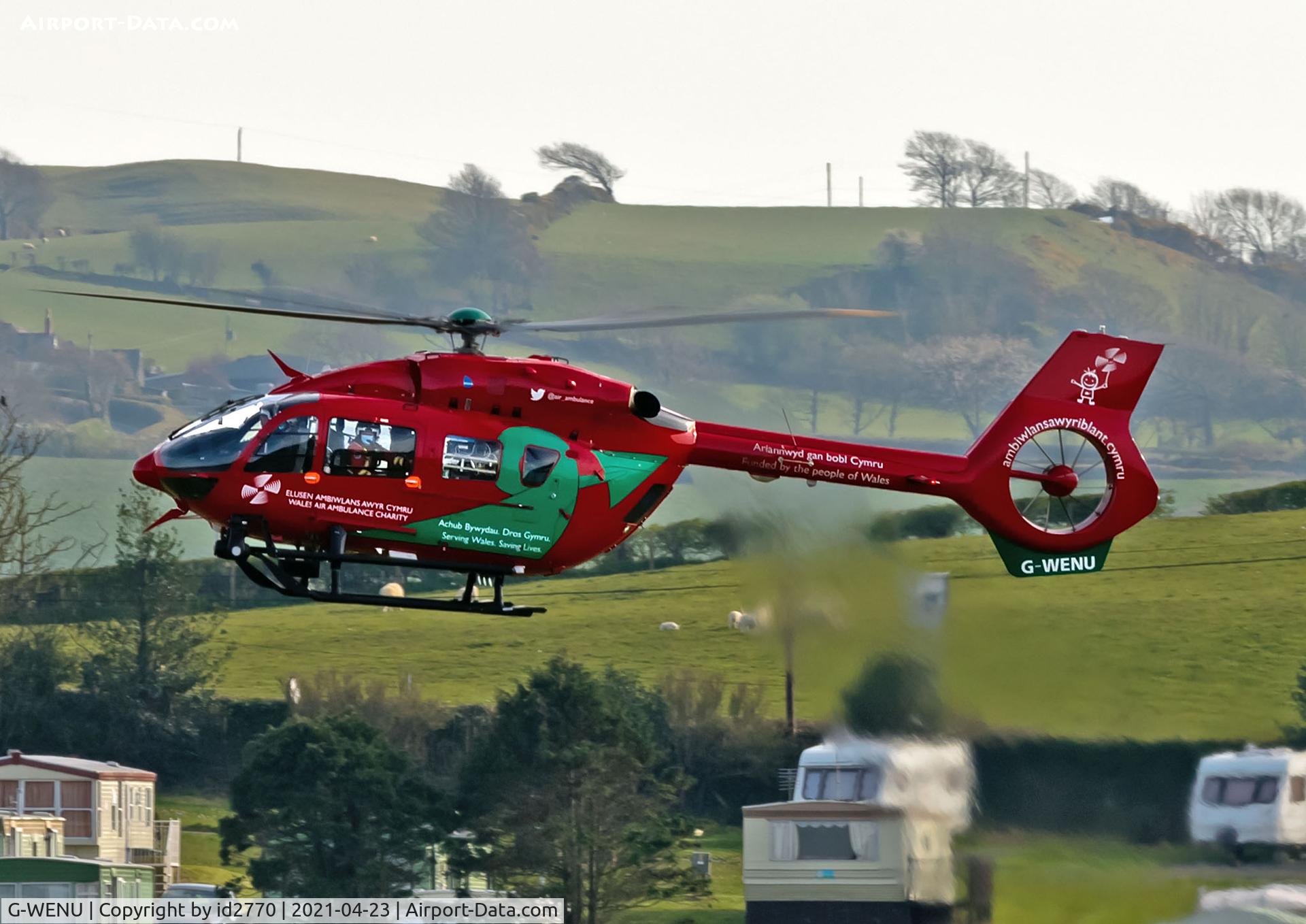 G-WENU, 2016 Airbus Helicopters H-145 (BK-117D-2) C/N 20112, On Approach to Aberystwyth HLS